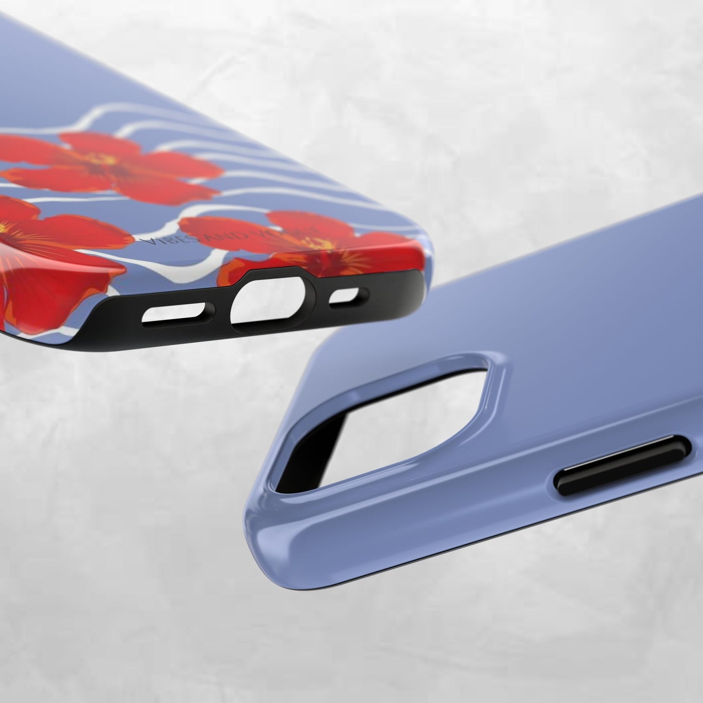 Tough Phone Case — Red Hibiscus Waves (Durable Protective Phone Cover)