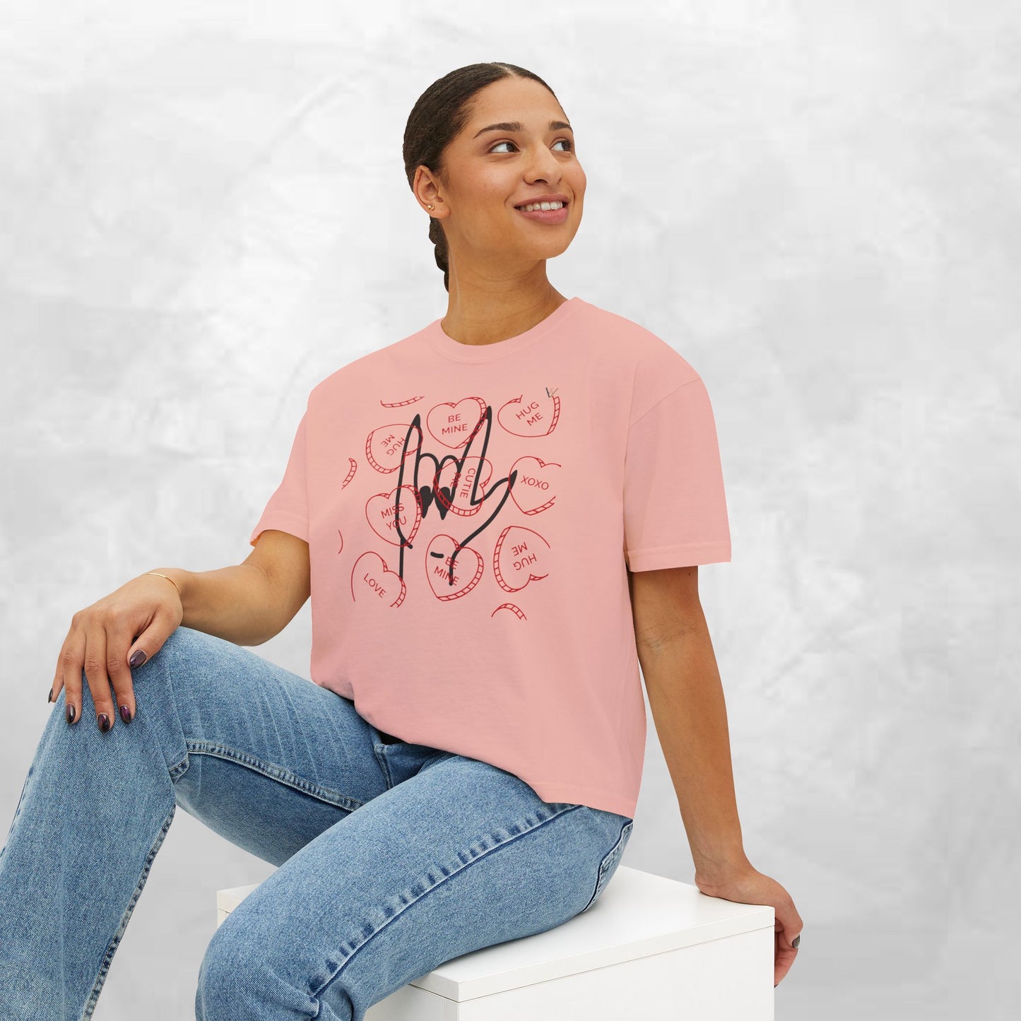 Women's Boxy Tee - Love You Graphic T-Shirt for Valentine's Day & Everyday Wear