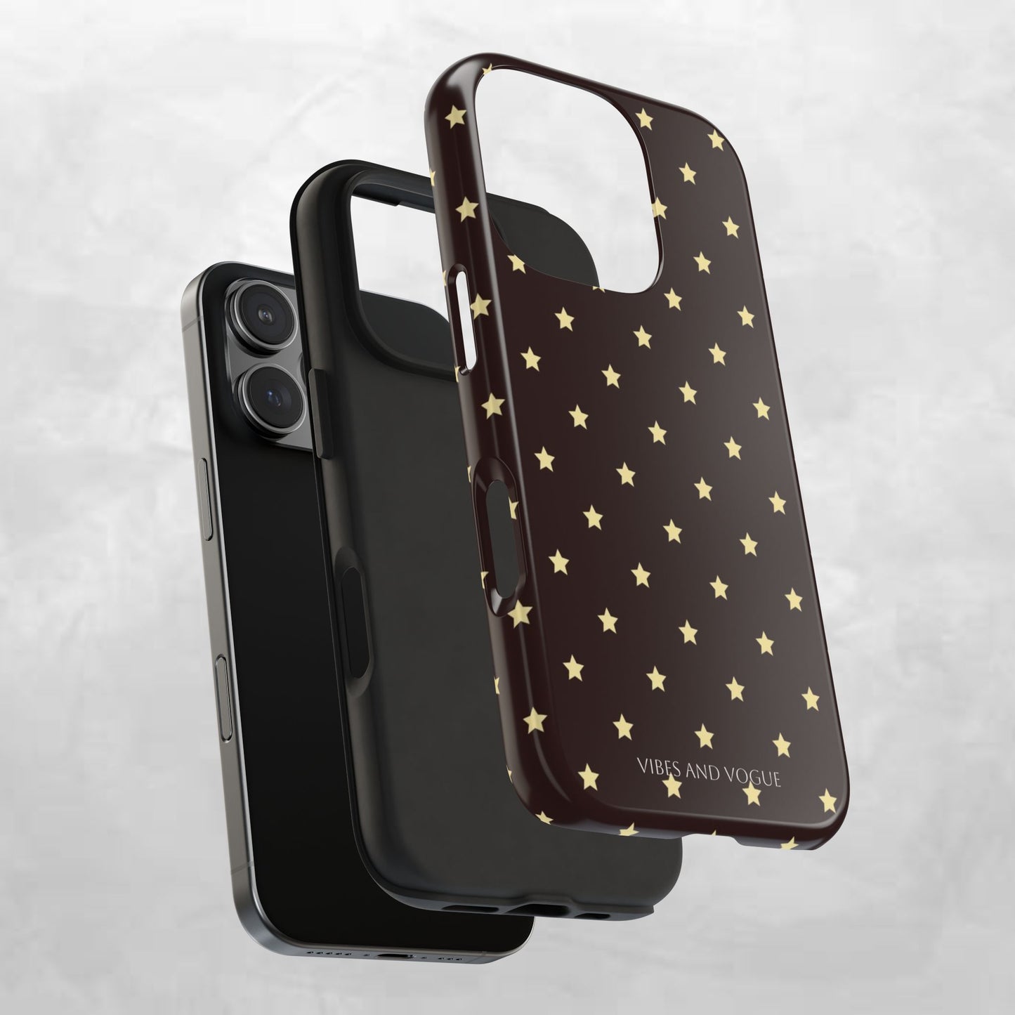 Star Pattern Tough Phone Case — Gold Stars on Chocolate Brown