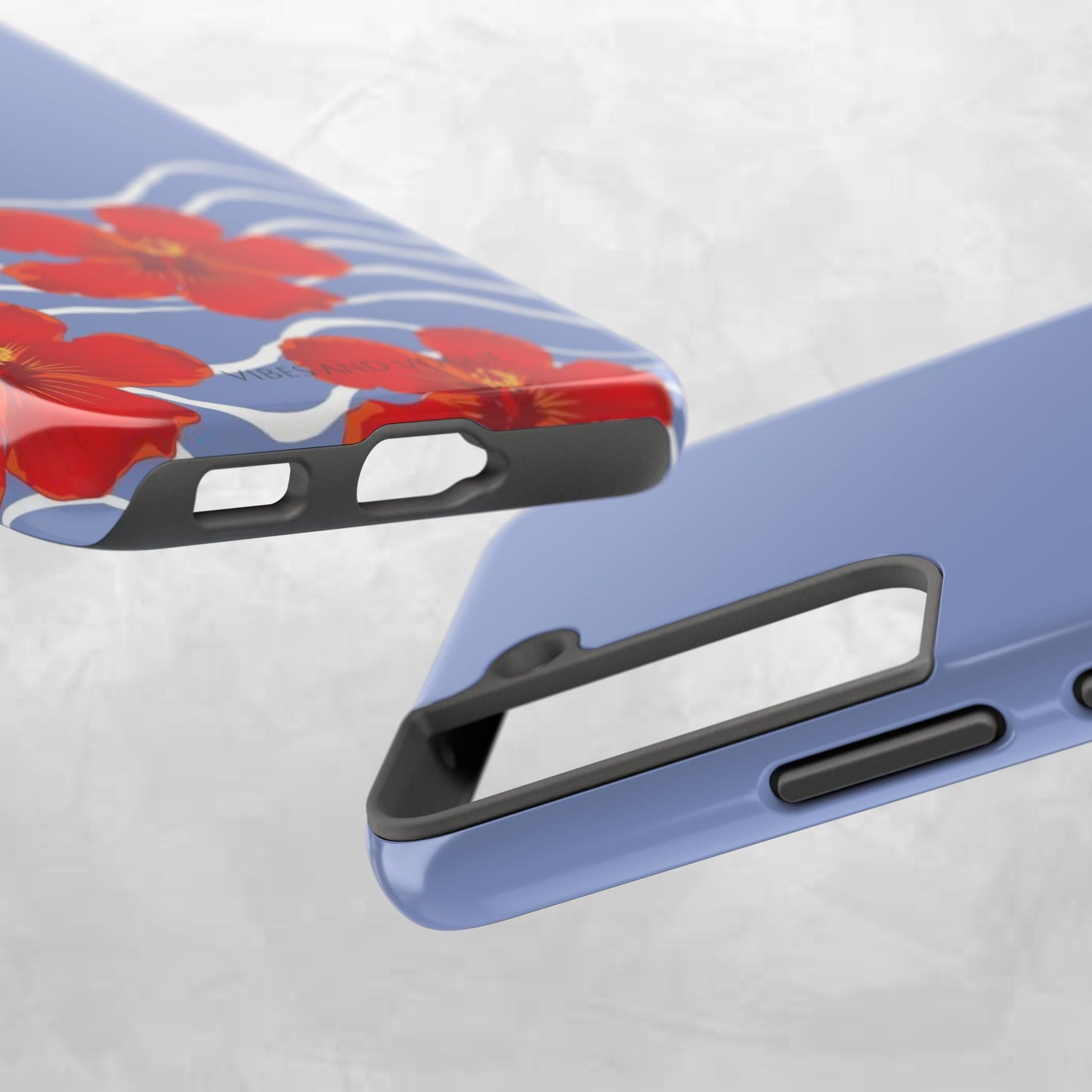 Tough Phone Case — Red Hibiscus Waves (Durable Protective Phone Cover)