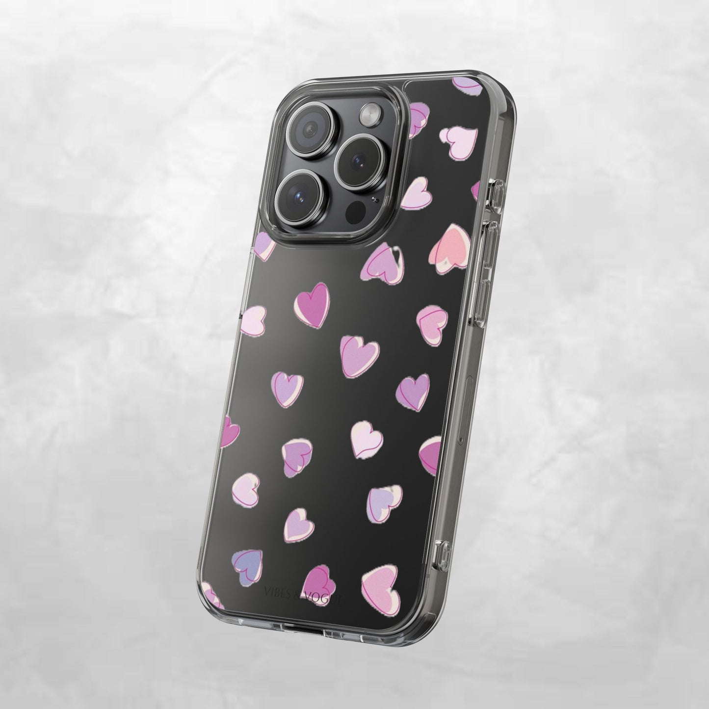 Heart Pattern Clear Case, Cute Phone Cover, Valentine's Day Gift, Trendy Phone Accessory, Love Theme Case