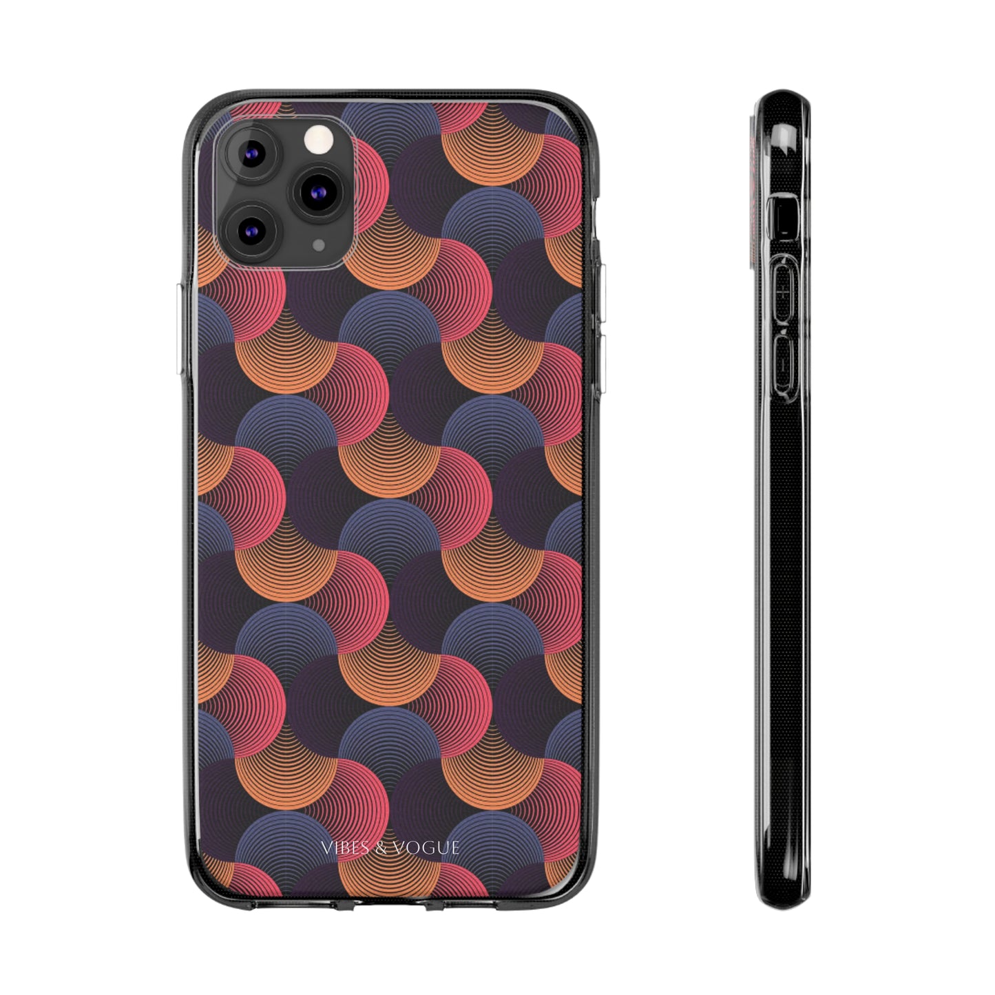 Colorful Retro Wave Clear Silicone Phone Case