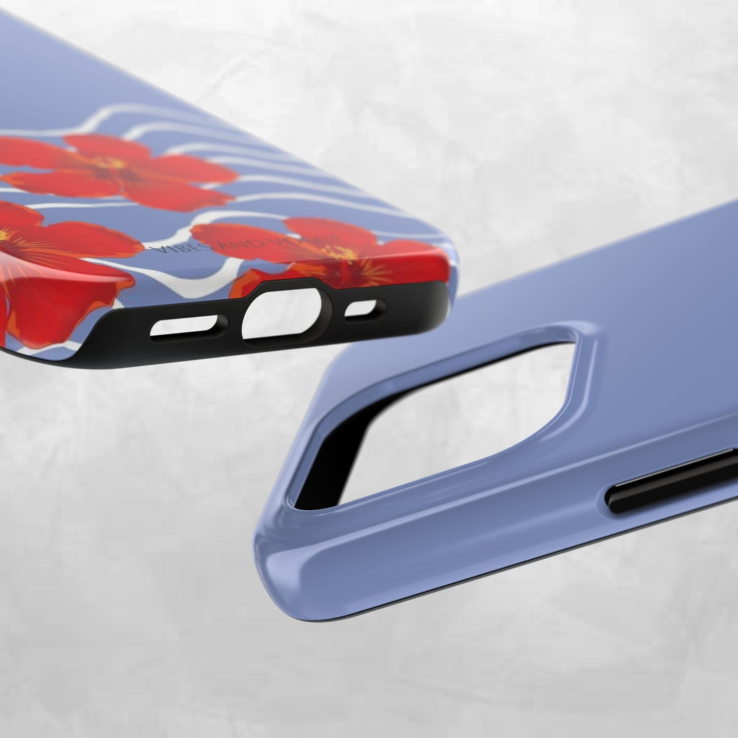 Tough Phone Case — Red Hibiscus Waves (Durable Protective Phone Cover)
