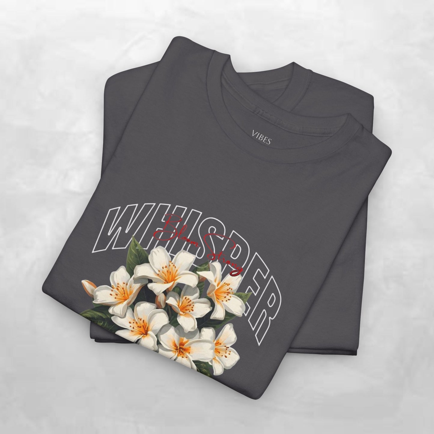 Floral "Whisper Flower" Graphic Tee — Vintage Plumeria Blossom Shirt