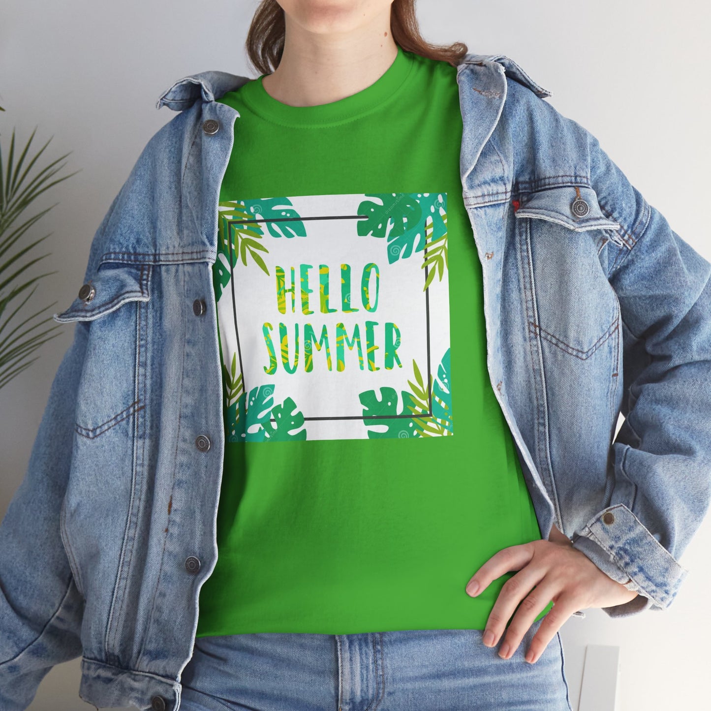 Hello Summer Unisex Heavy Cotton Tee – Tropical Vibe Summer Shirt