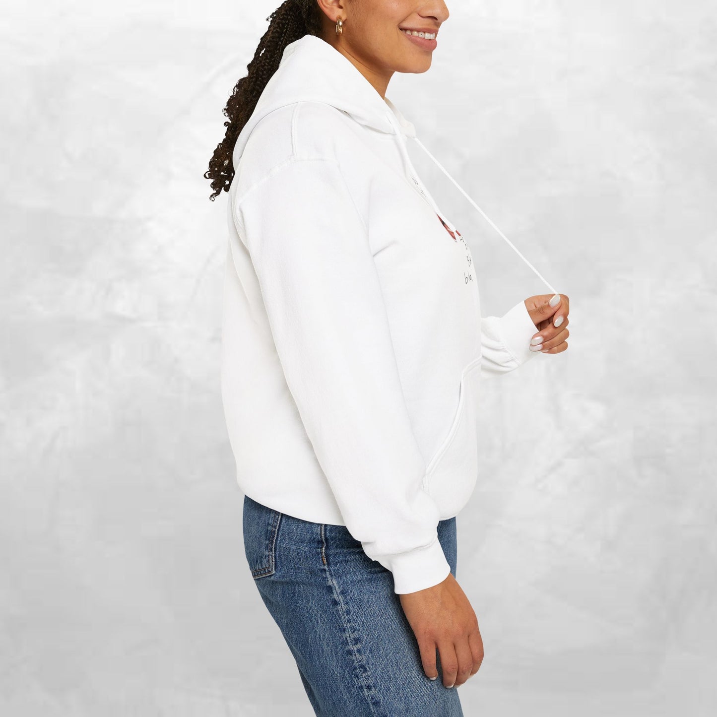 Graphic Hoodie — 'BLA BLA' Lip Print Pullover