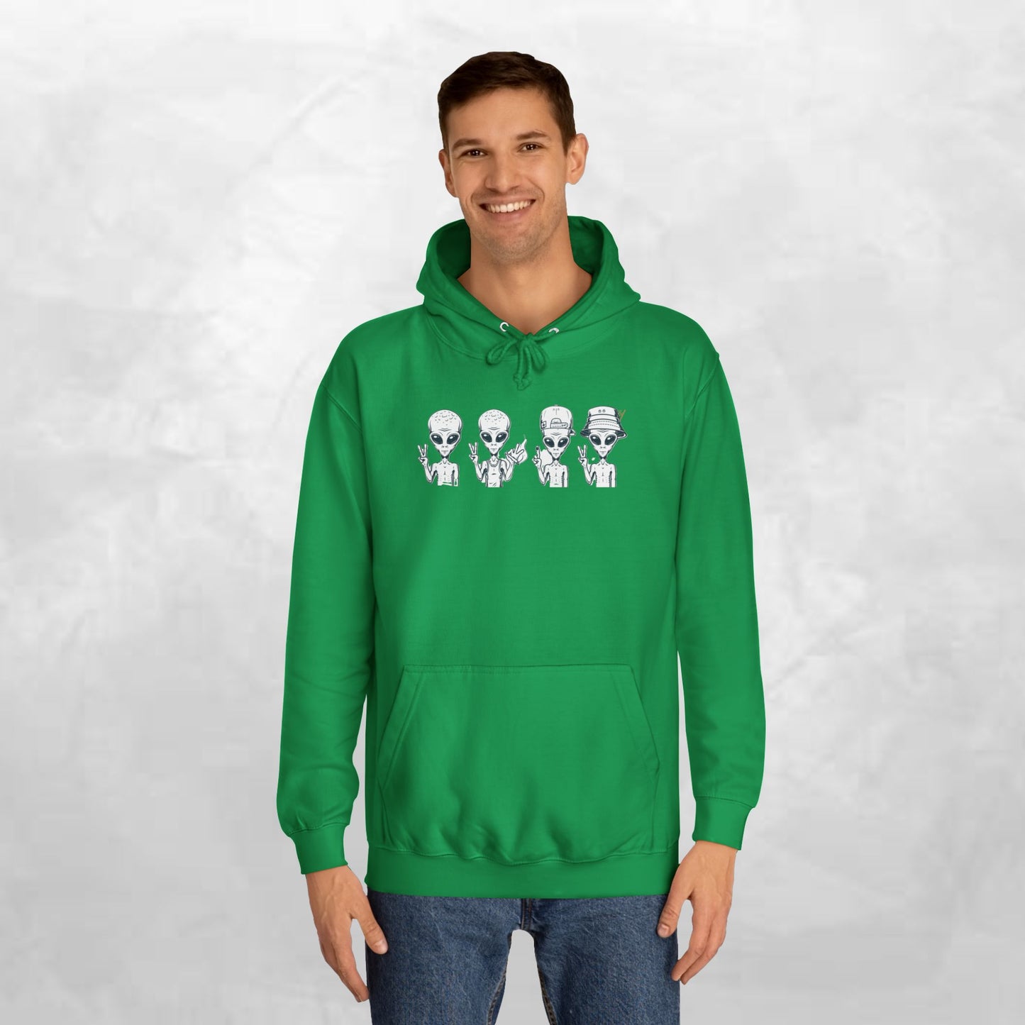 Retro Alien College Hoodie - Unisex Warm Sweatshirt for Campus Style