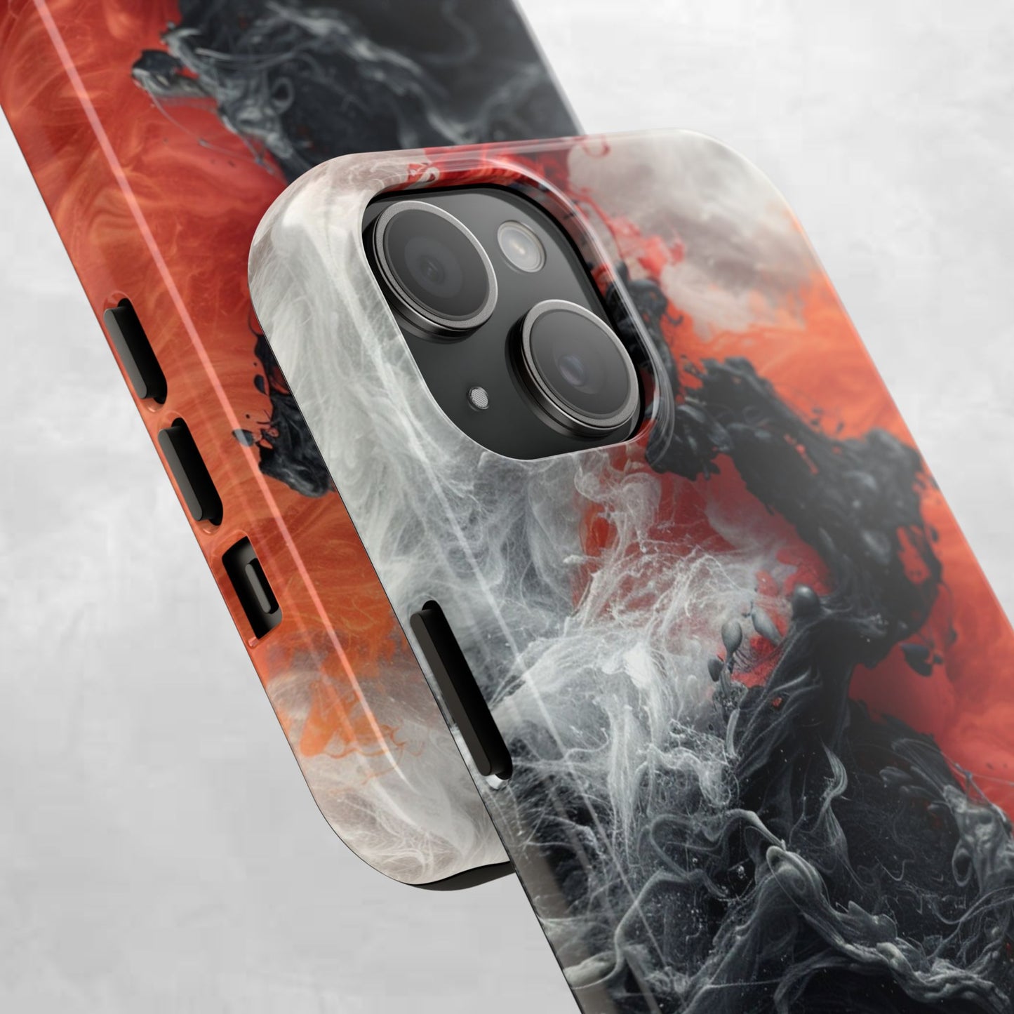 Abstract Red & Black Smoke Tough Phone Case — Vibes and Vogue Protective Cover