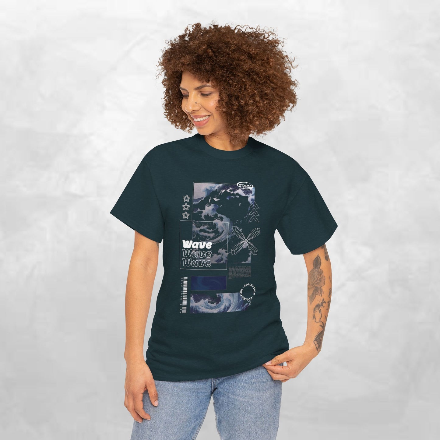 Wave Graphic Tee — Retro Surf Collage T-Shirt
