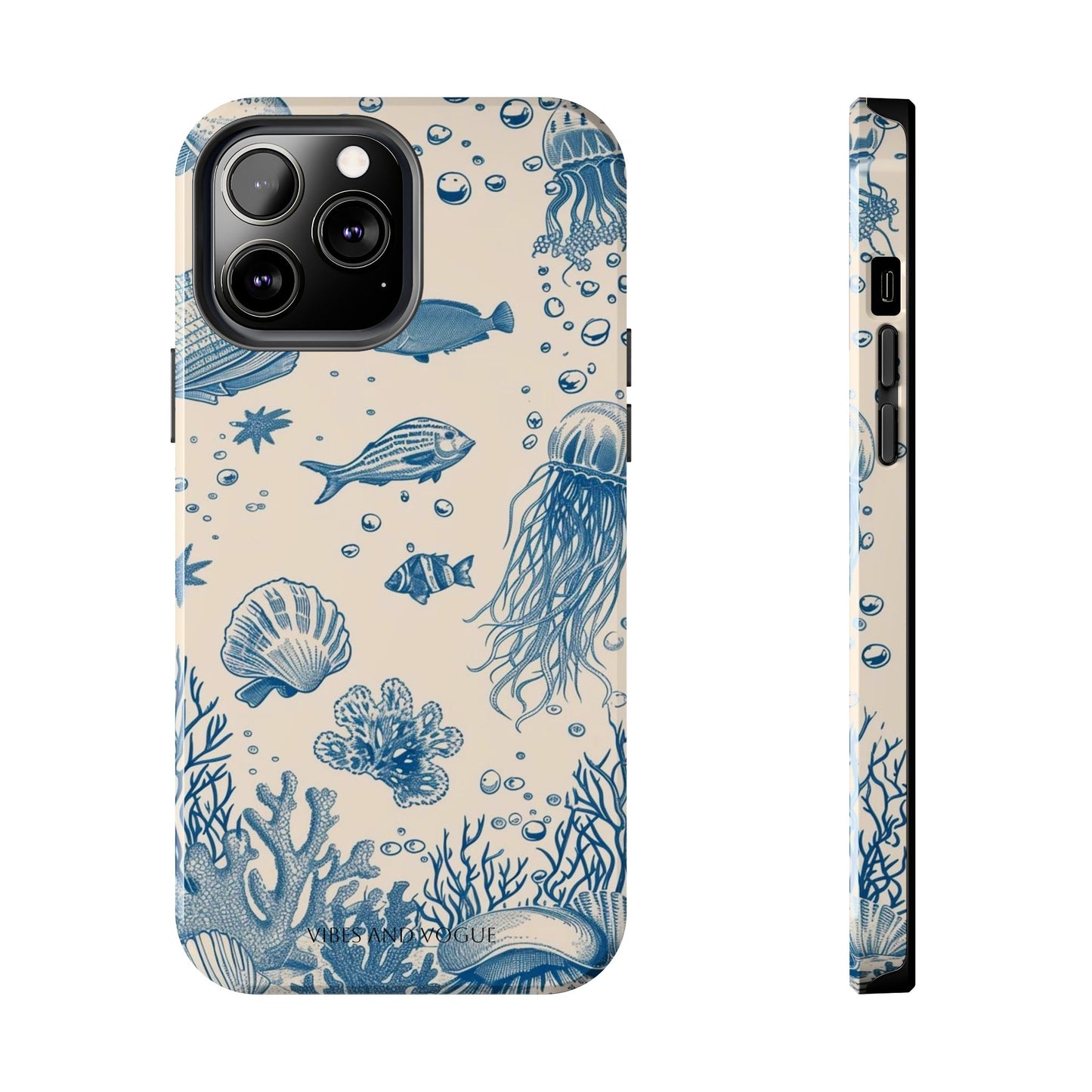 Ocean Blue Marine Pattern Tough Phone Case