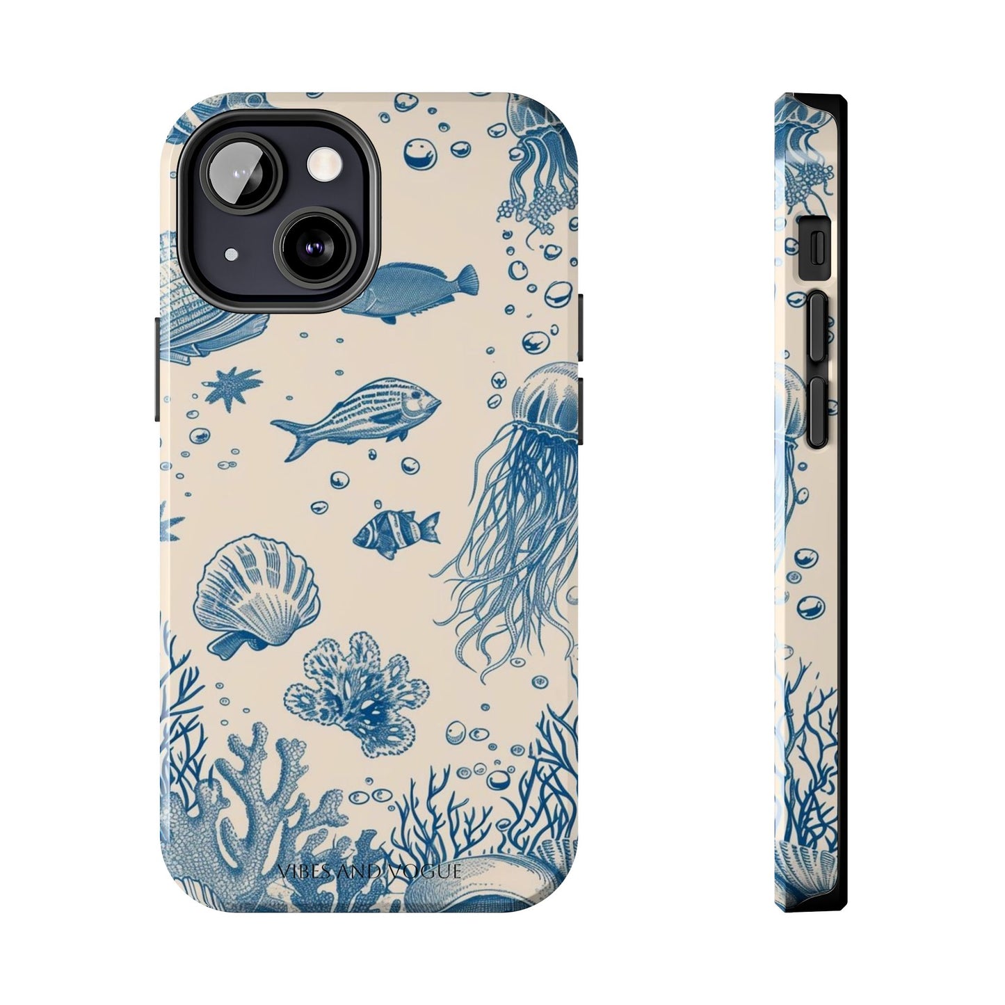 Ocean Blue Marine Pattern Tough Phone Case