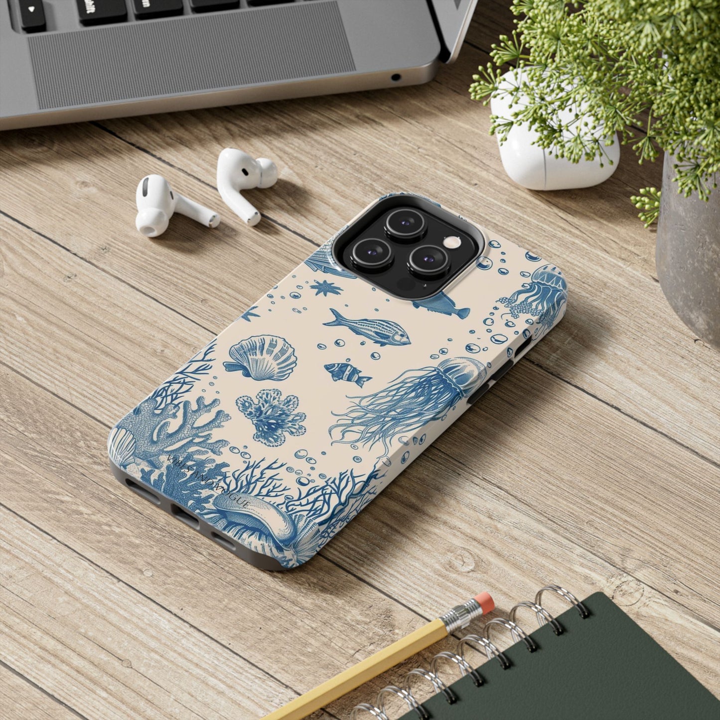 Ocean Blue Marine Pattern Tough Phone Case