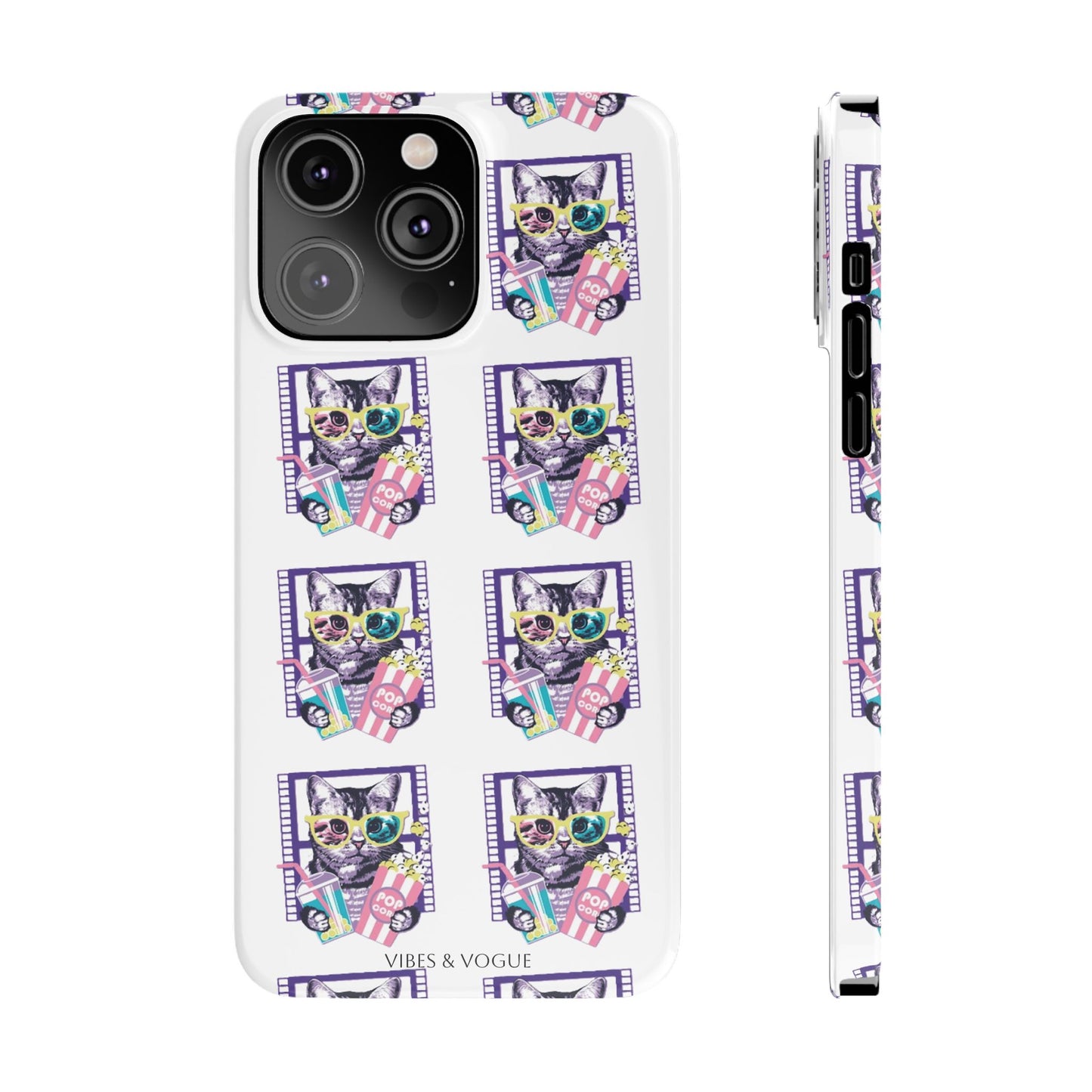 Cat Lover's Slim Phone Cases, Cute Cat Phone Covers, Pet-Themed Accessories, Gifts for Cat Lovers, Vibrant Patterned Cases