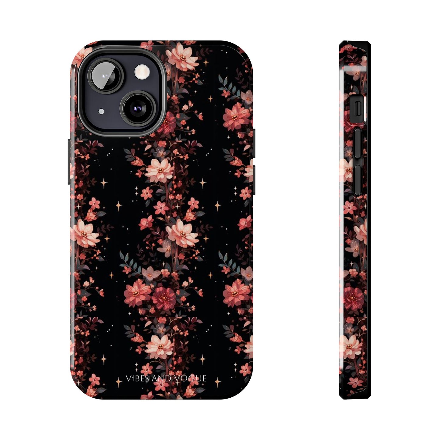 Floral Galaxy Phone Case – Dark Pink Blossom Tough Protective Case