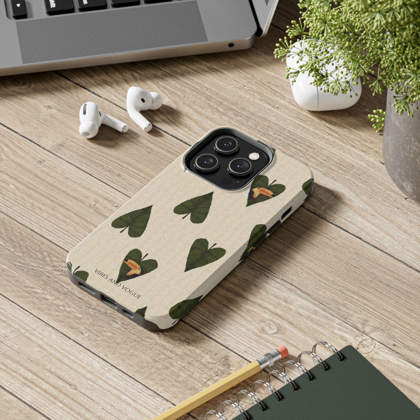 Tough Phone Case — Green Leaf Heart Pattern Tough Phone Case (Vibes and Vogue)