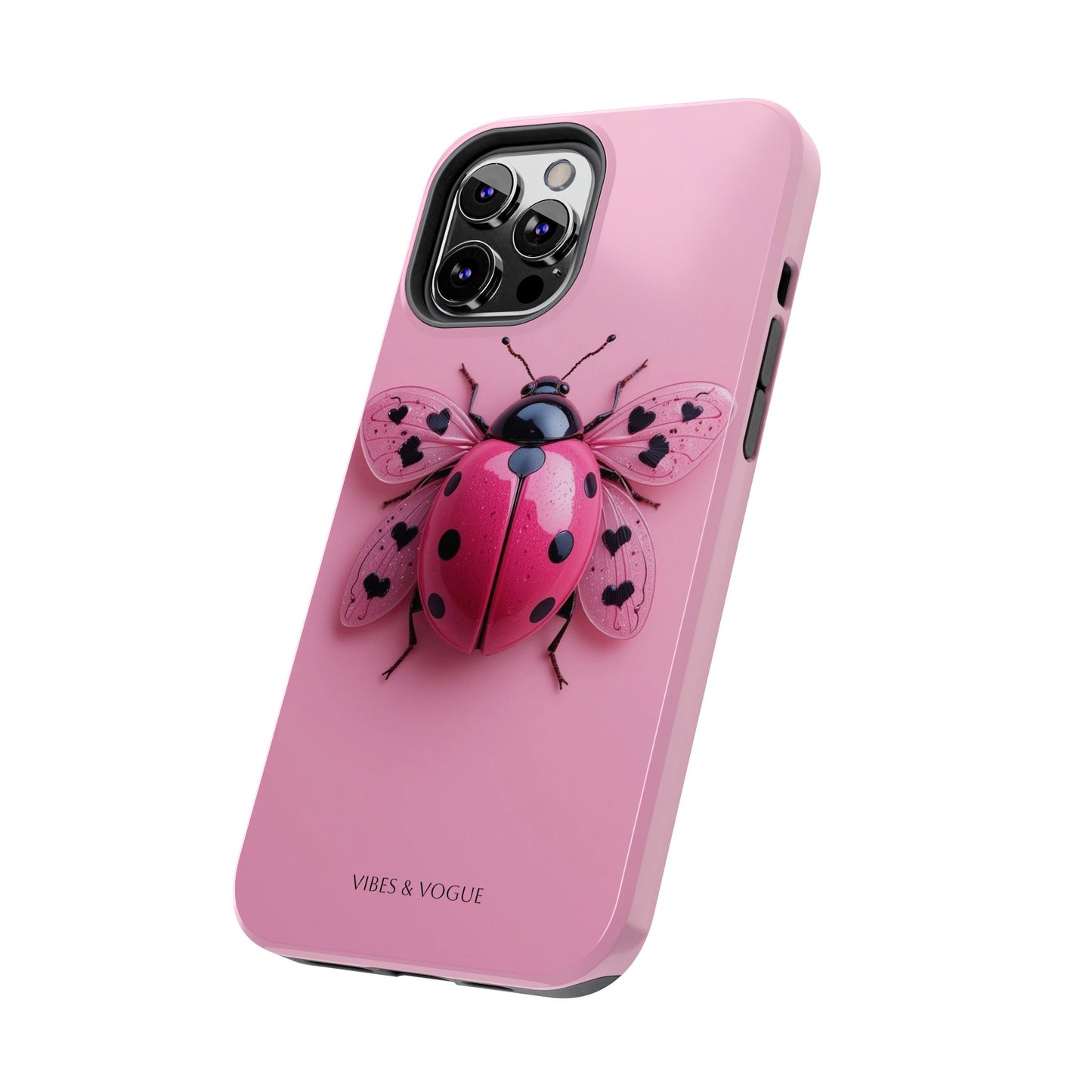 Pink Ladybug Tough Phone Case, Cute Phone Cover, Bug Lover Gift, Durable Smartphone Shell, Protective Tech Accessory