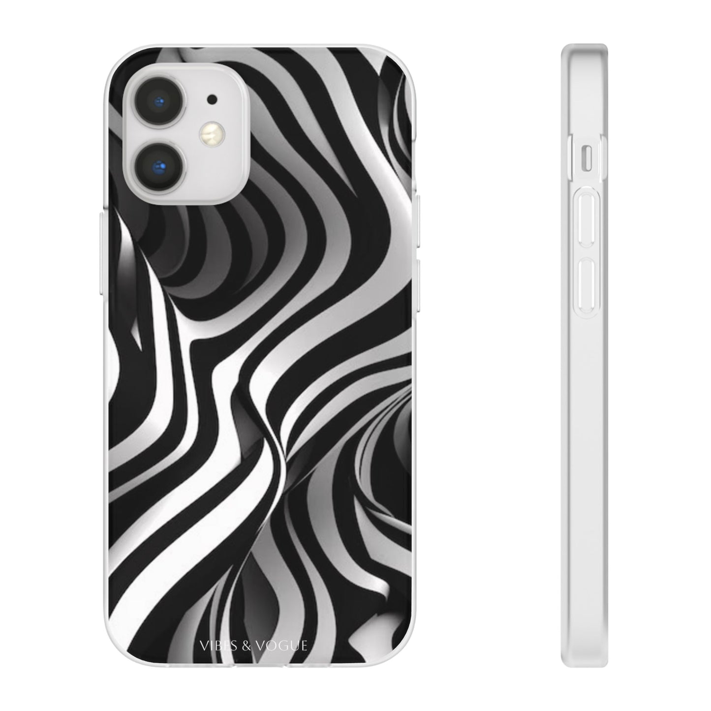 Stylish Phone Cases, Trendy Flexi Cases for iPhone, Black and White Art Case, Gifts for Him/Her, Phone Accessories, Unique Design