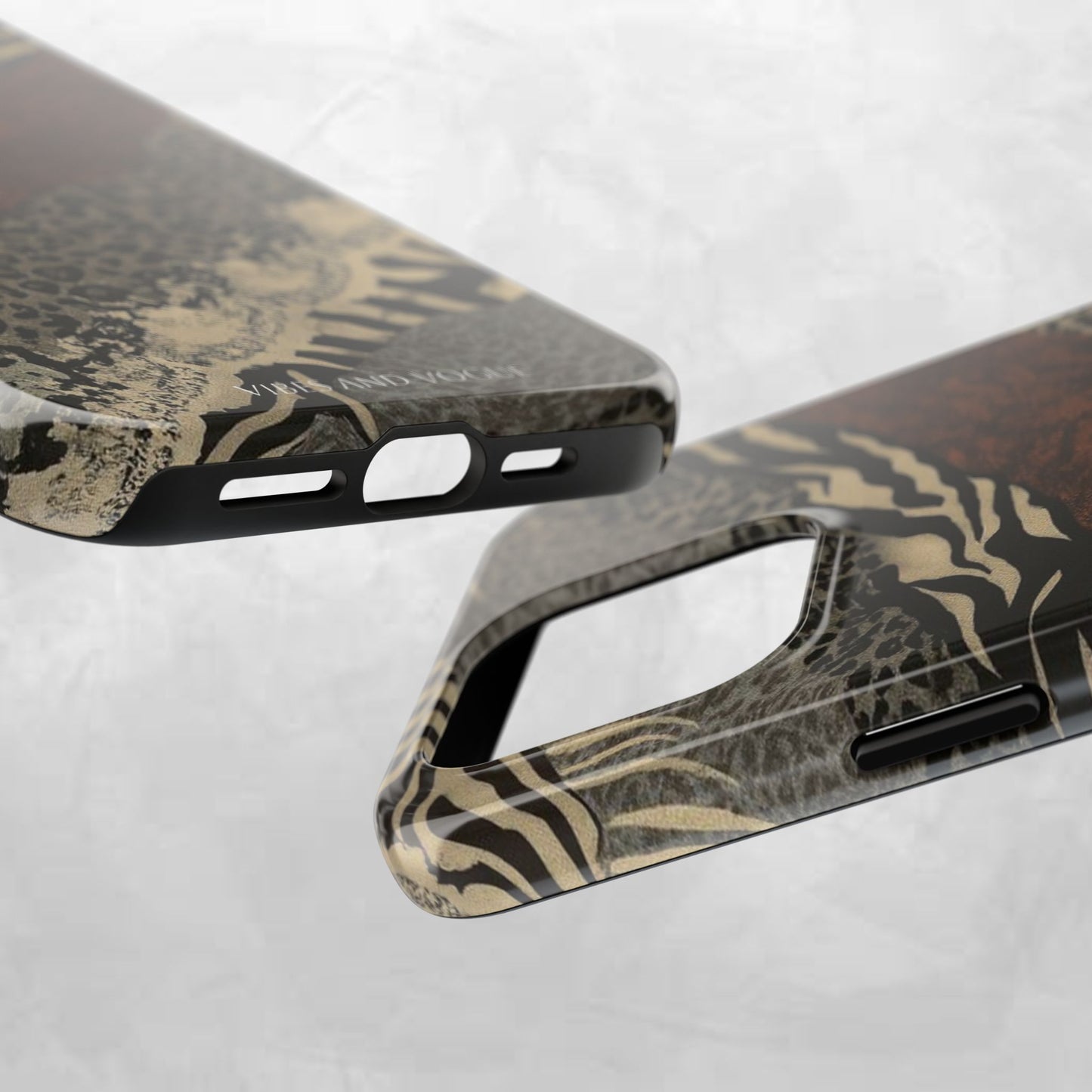 Safari Patchwork Tough Phone Case — Brown Leopard & Zebra Animal Print