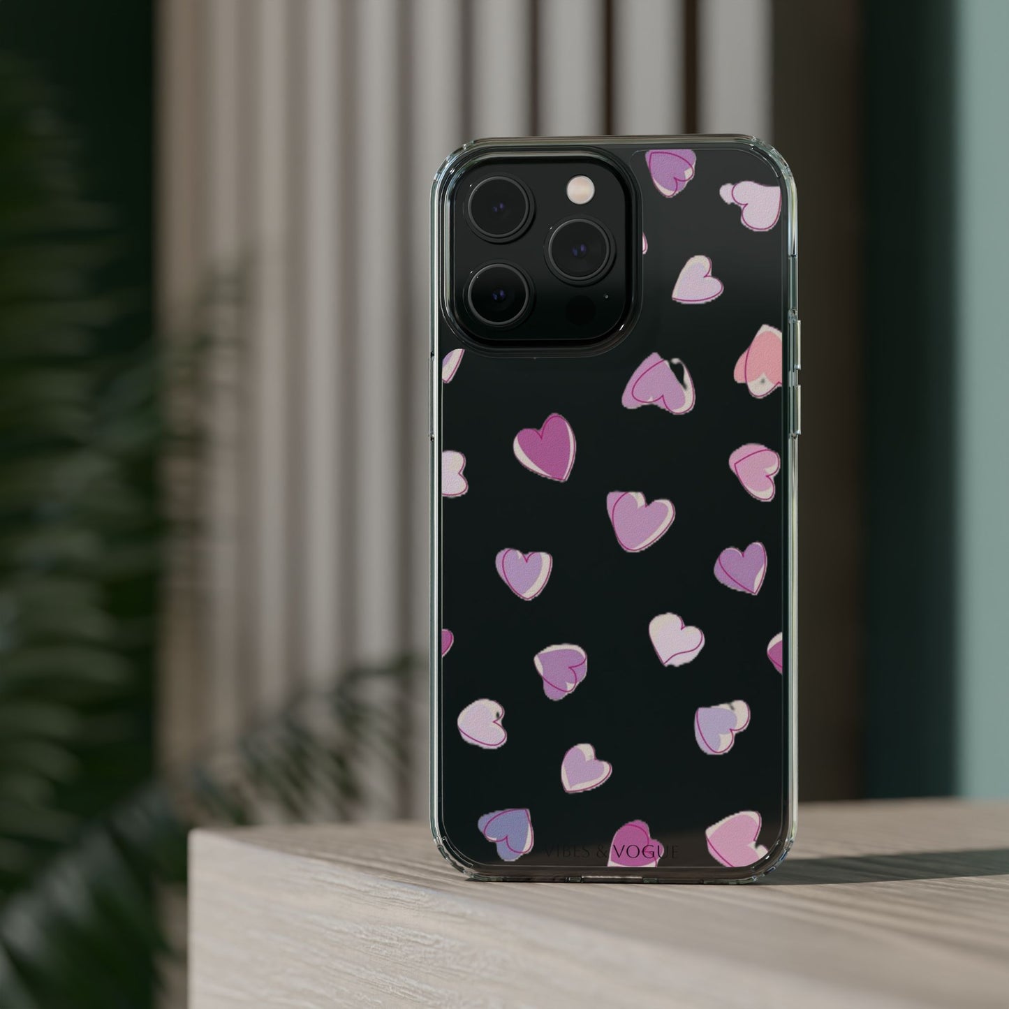 Heart Pattern Clear Case, Cute Phone Cover, Valentine's Day Gift, Trendy Phone Accessory, Love Theme Case