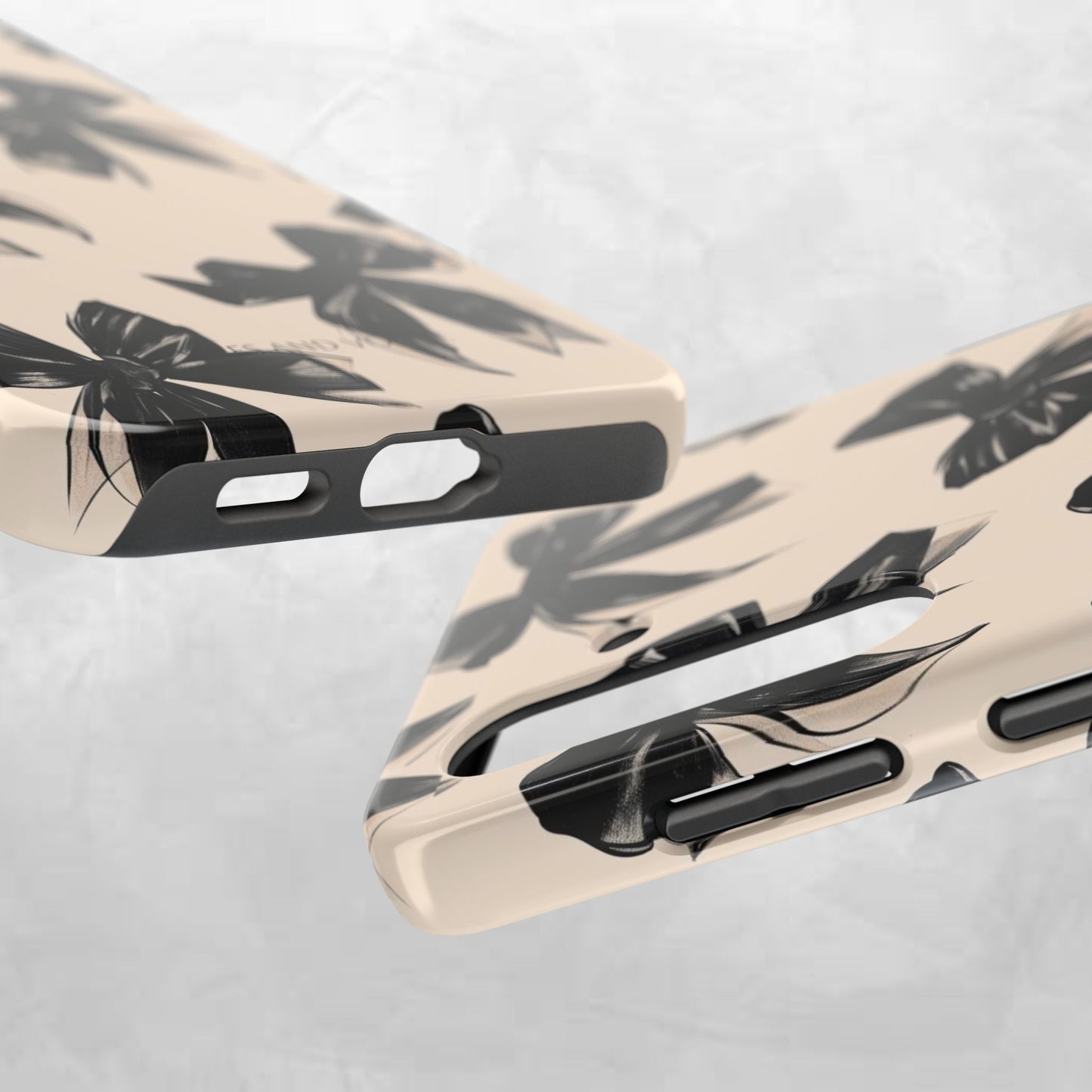 Tough Phone Case — Black Bow Pattern on Nude Background