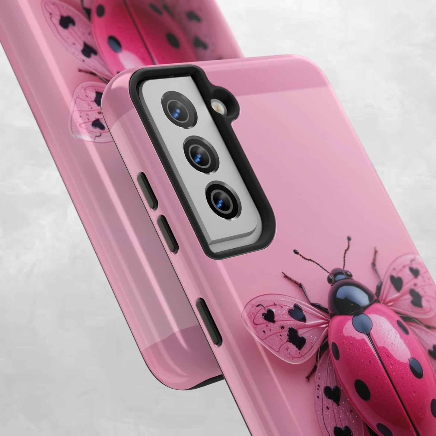 Pink Ladybug Tough Phone Case, Cute Phone Cover, Bug Lover Gift, Durable Smartphone Shell, Protective Tech Accessory