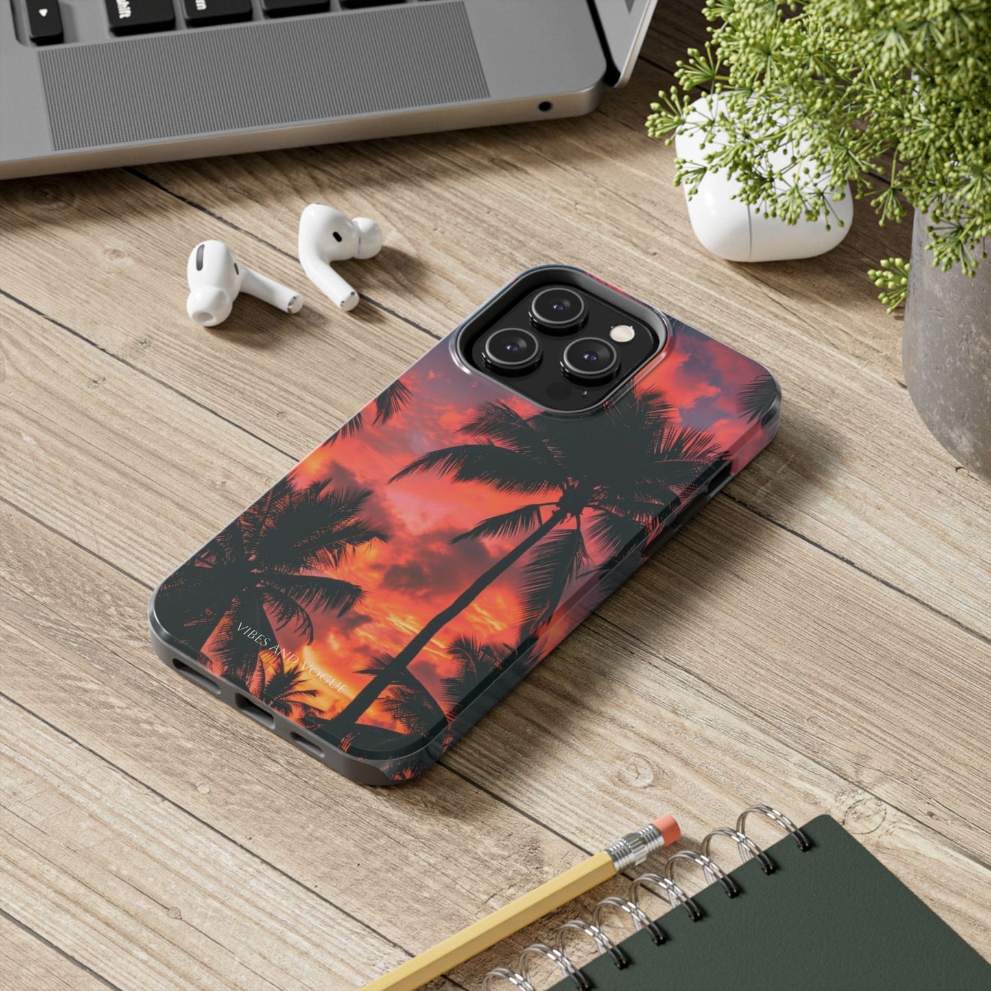 Tropical Sunset Tough Phone Case — Palm Tree Sunset Protective Phone Cover