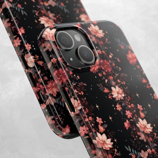 Floral Galaxy Phone Case – Dark Pink Blossom Tough Protective Case