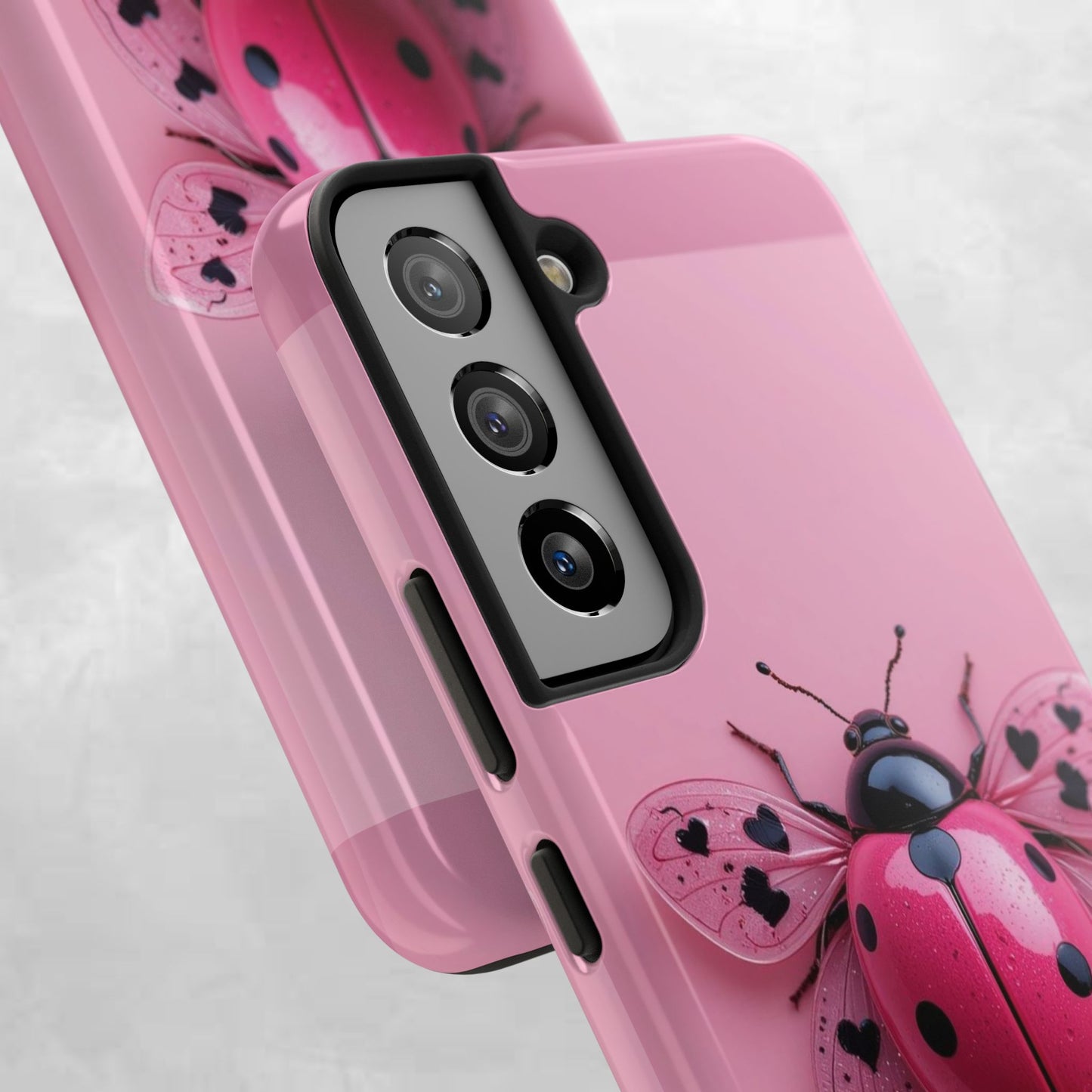 Pink Ladybug Tough Phone Case, Cute Phone Cover, Bug Lover Gift, Durable Smartphone Shell, Protective Tech Accessory