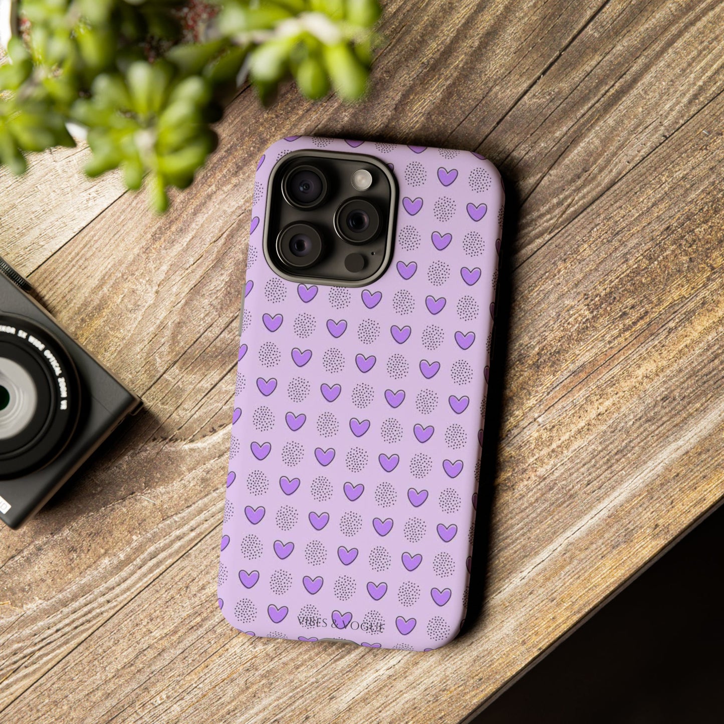 Purple Heart Pattern Phone Case - Tough Cases for a Stylish & Protective Vibe