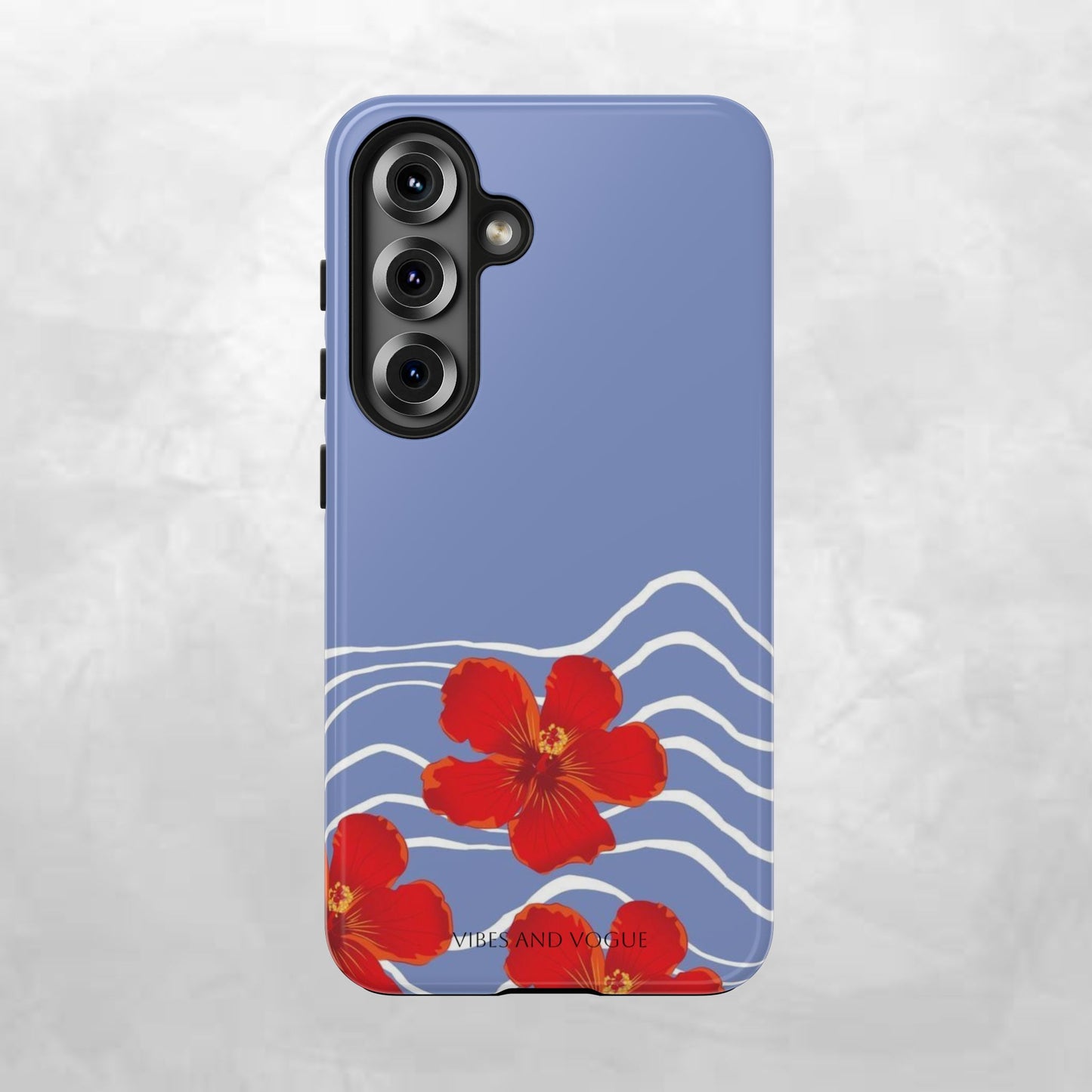 Tough Phone Case — Red Hibiscus Waves (Durable Protective Phone Cover)