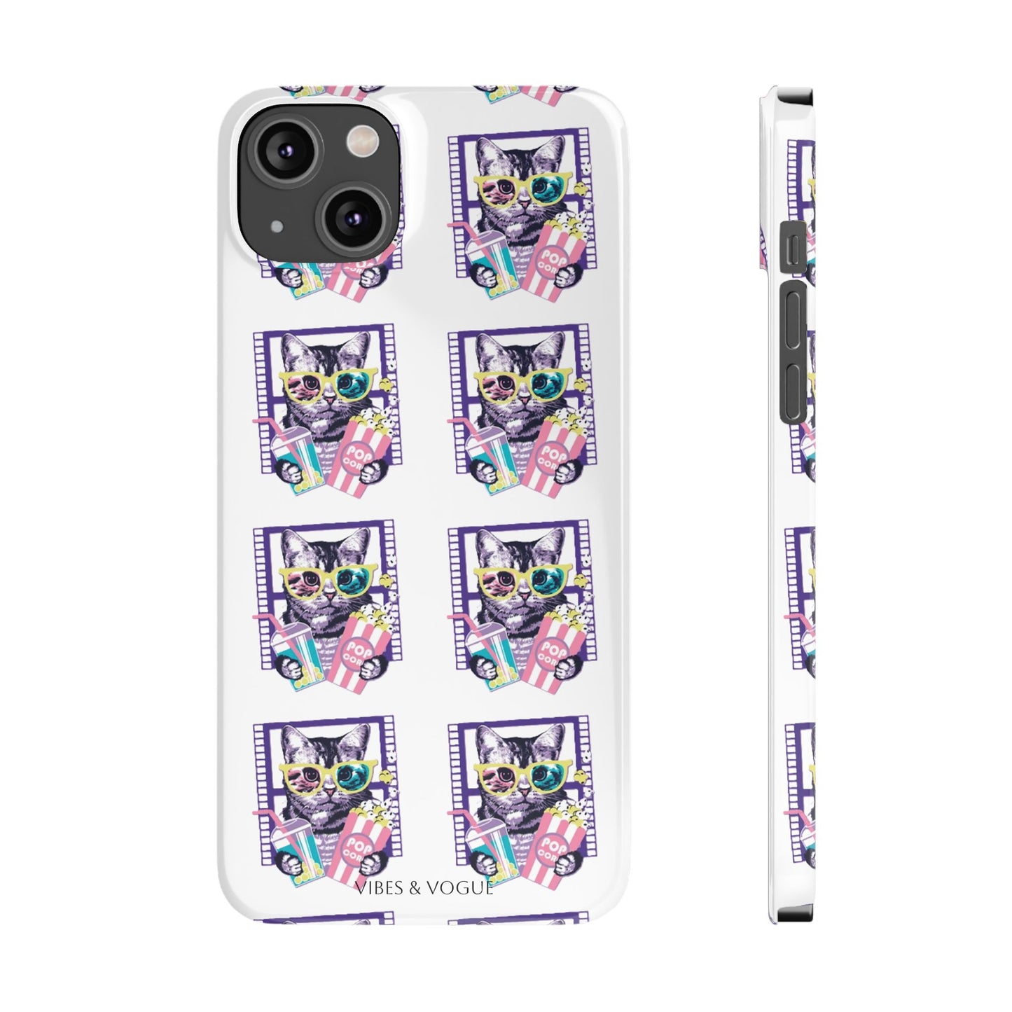 Cat Lover's Slim Phone Cases, Cute Cat Phone Covers, Pet-Themed Accessories, Gifts for Cat Lovers, Vibrant Patterned Cases