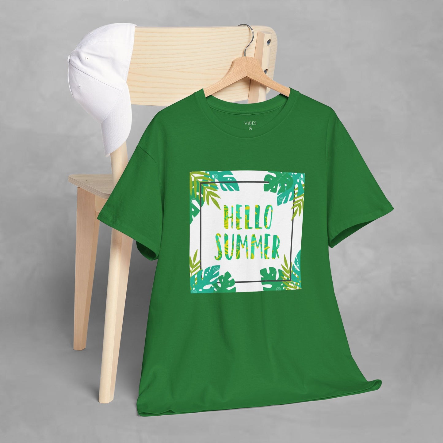 Hello Summer Unisex Heavy Cotton Tee – Tropical Vibe Summer Shirt