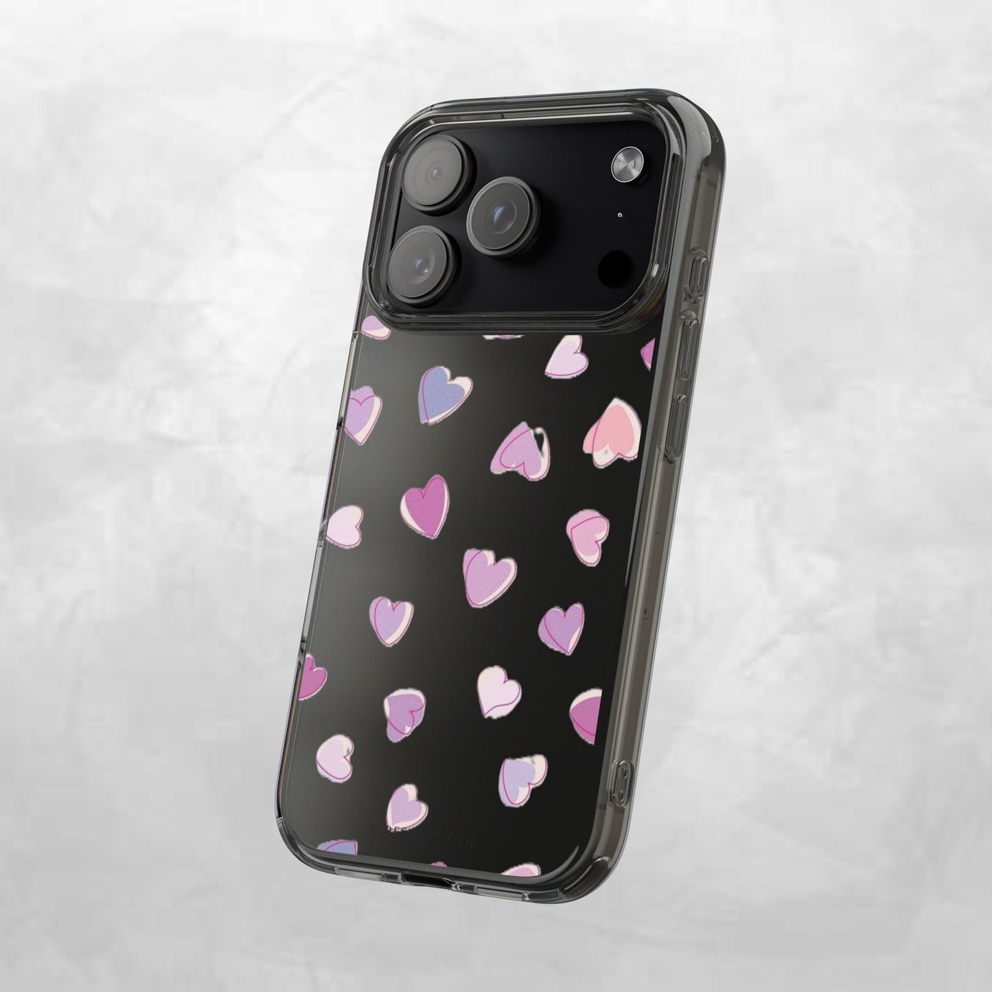 Heart Pattern Clear Case, Cute Phone Cover, Valentine's Day Gift, Trendy Phone Accessory, Love Theme Case