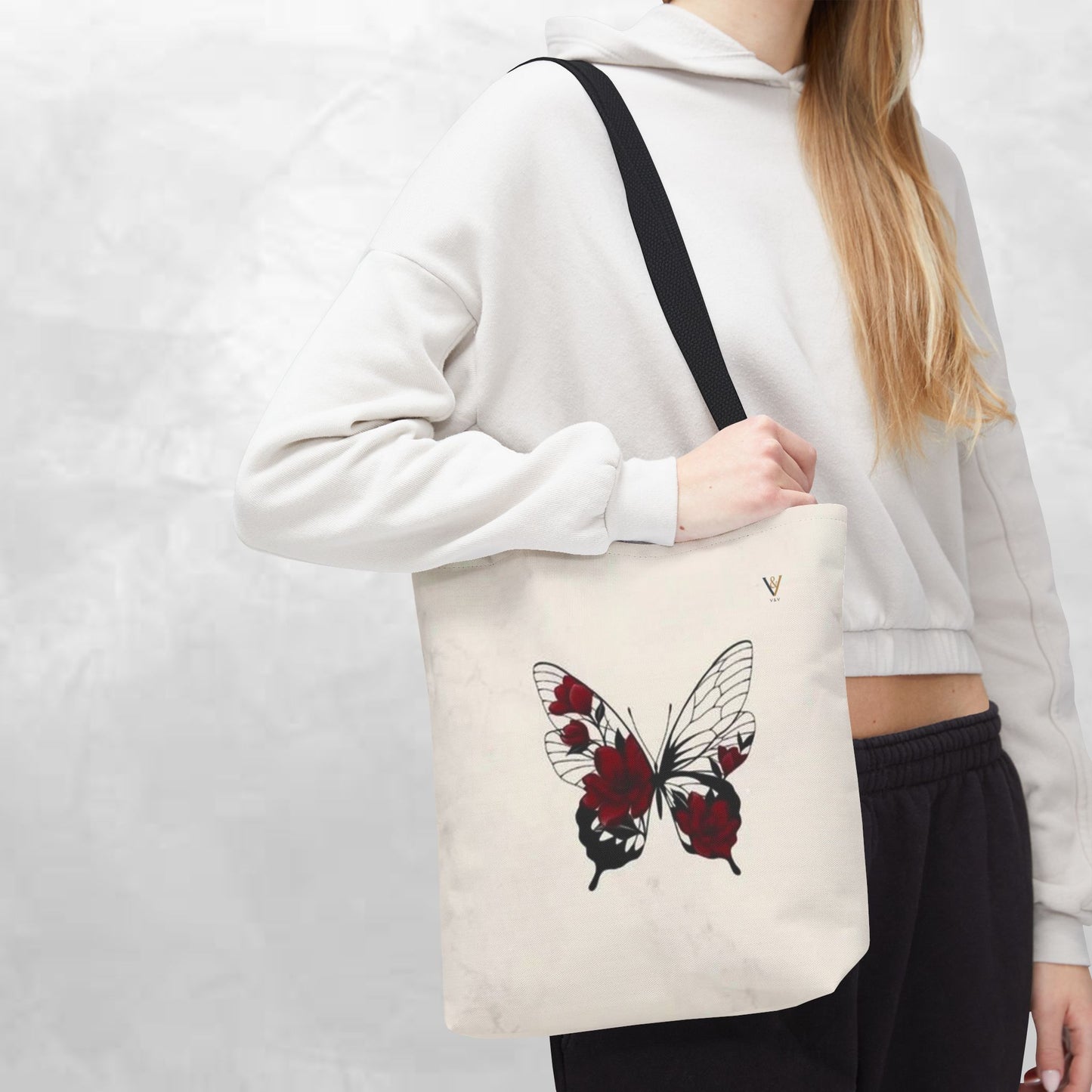 Butterfly Floral Tote Bag, Elegant Carry-All, Eco-Friendly Shopping Bag, Gift for Her, Boho Style