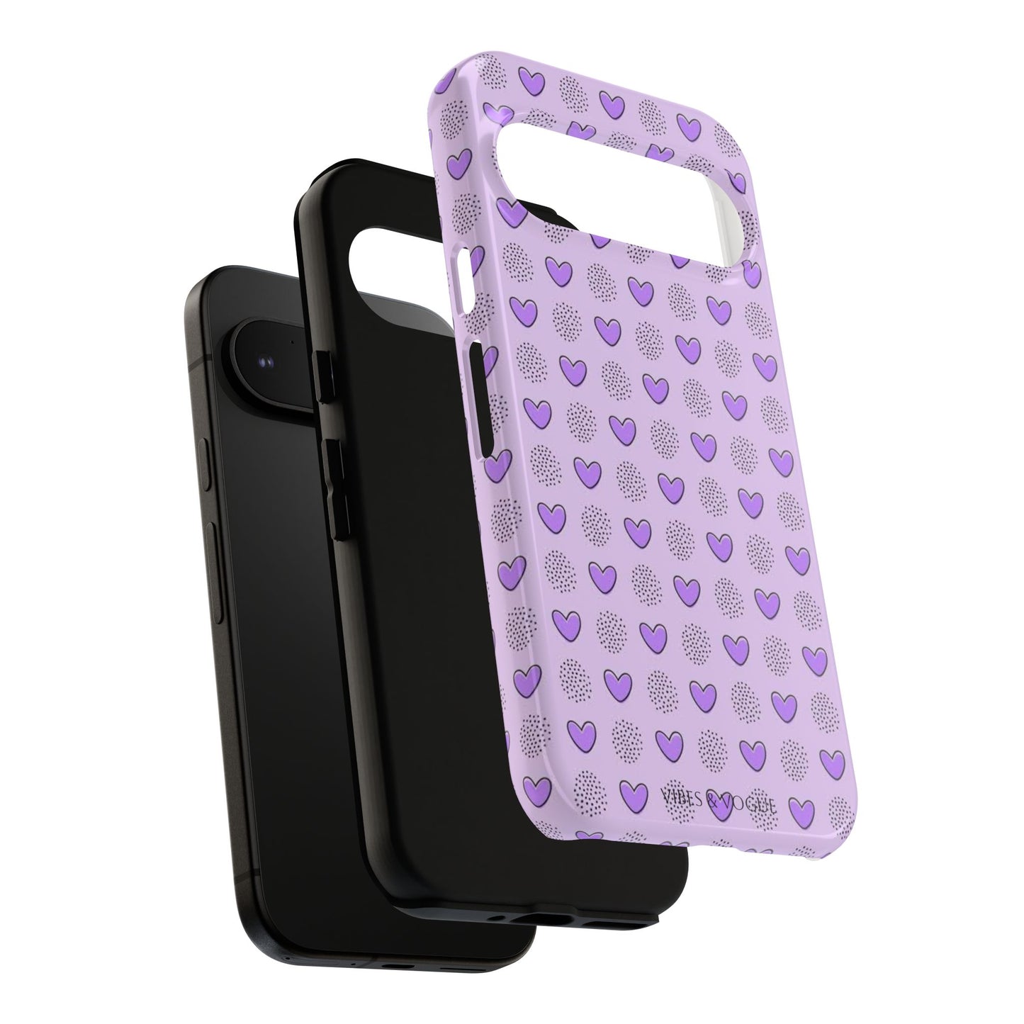 Purple Heart Pattern Phone Case - Tough Cases for a Stylish & Protective Vibe