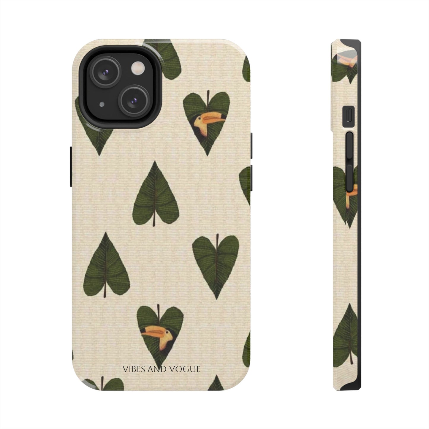 Tough Phone Case — Green Leaf Heart Pattern Tough Phone Case (Vibes and Vogue)