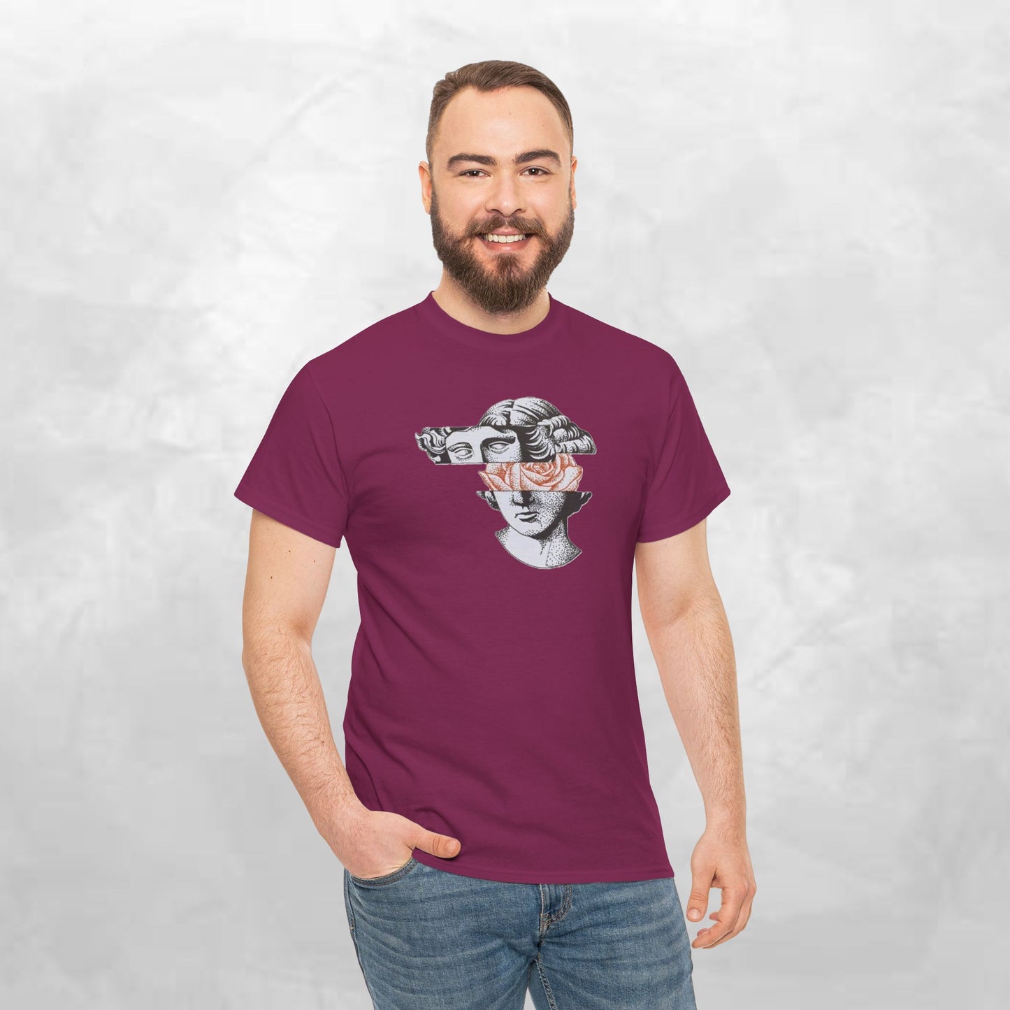 Artistic Unisex Heavy Cotton Tee – Abstract Face Design