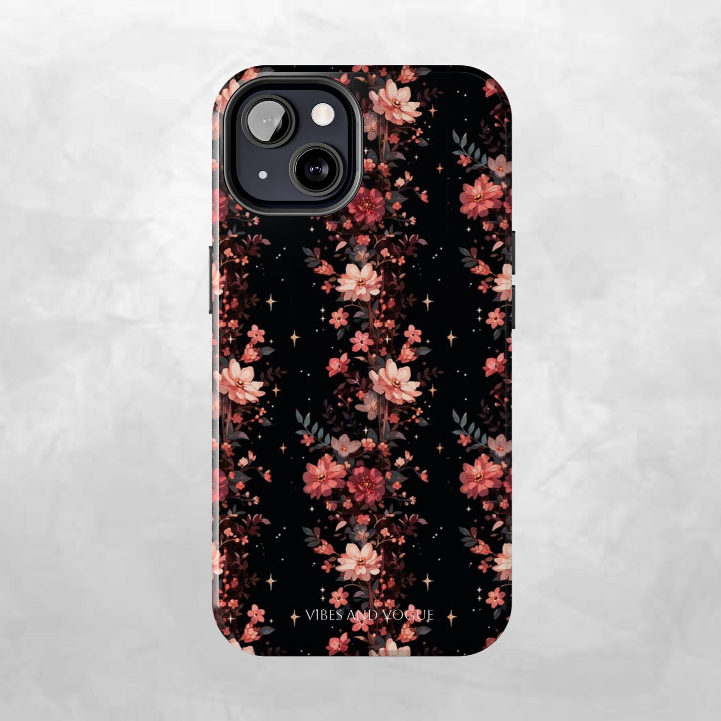 Floral Galaxy Phone Case – Dark Pink Blossom Tough Protective Case