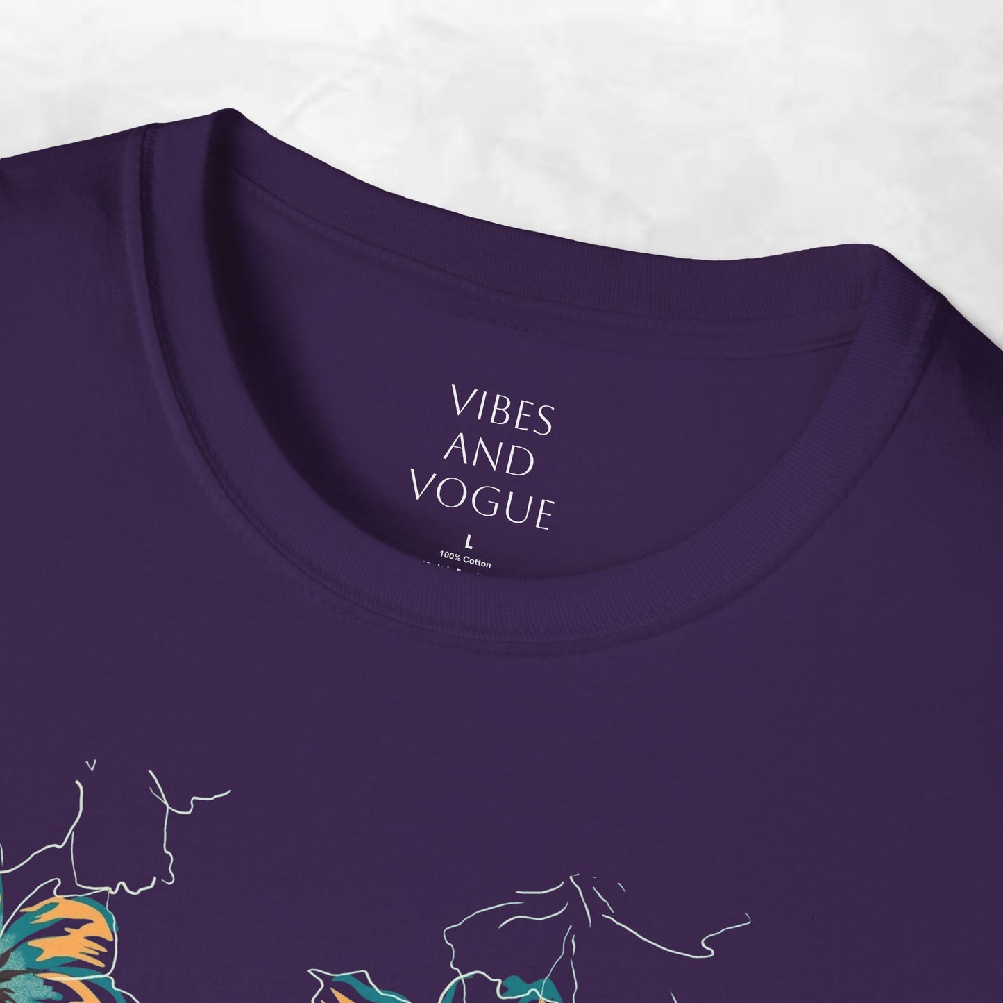 Floral Watercolor Tee — Teal & Gold Blossom Graphic T-Shirt