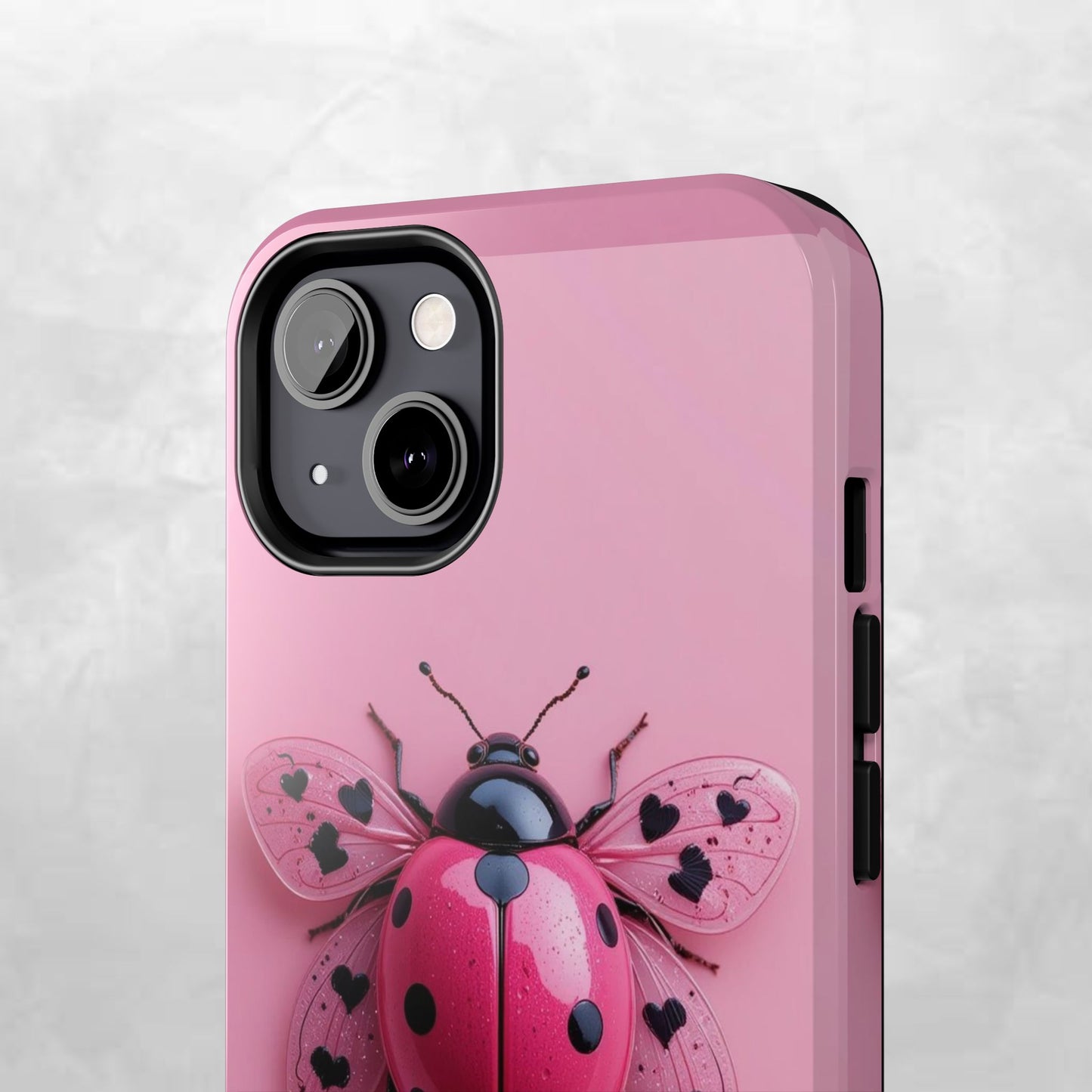 Pink Ladybug Tough Phone Case, Cute Phone Cover, Bug Lover Gift, Durable Smartphone Shell, Protective Tech Accessory