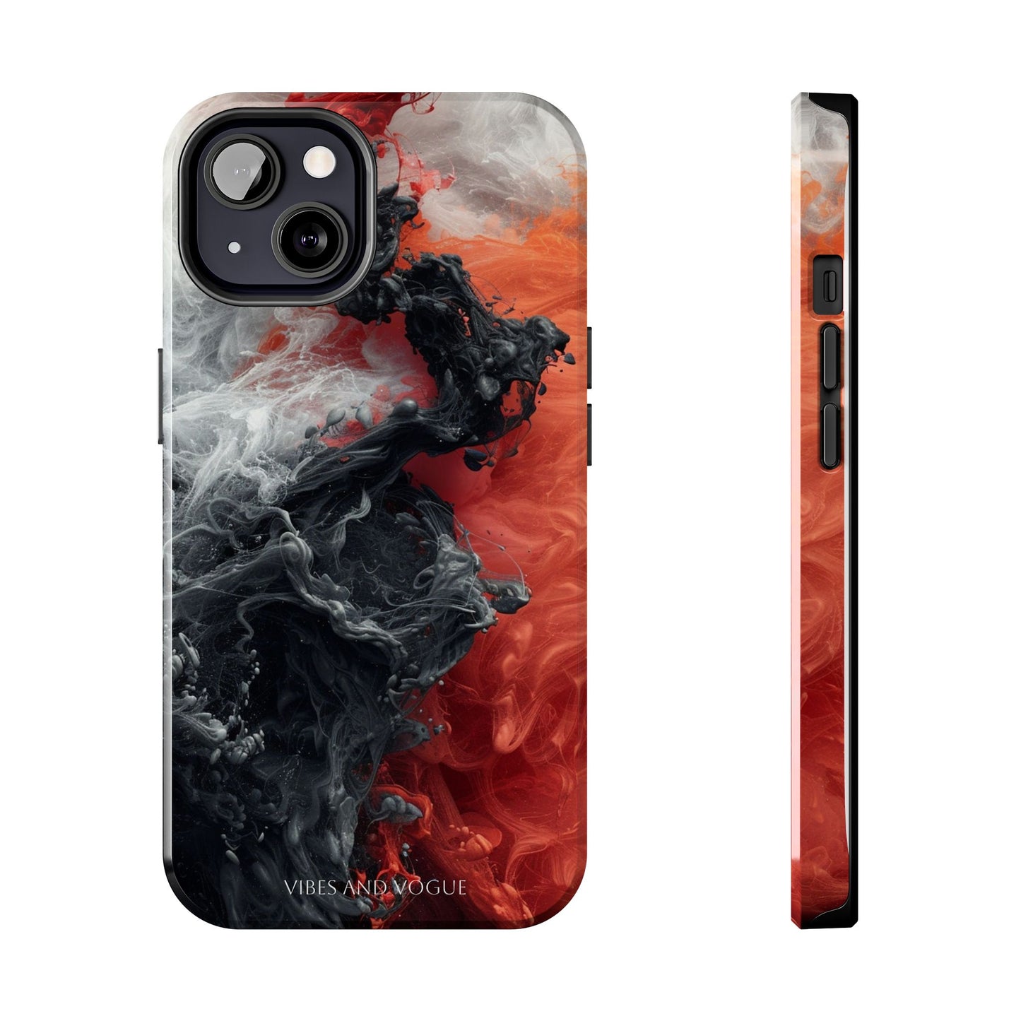 Abstract Red & Black Smoke Tough Phone Case — Vibes and Vogue Protective Cover