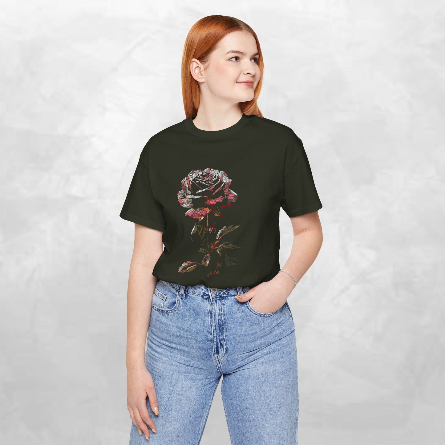Vintage Rose Tee — Dark Floral Graphic T-Shirt