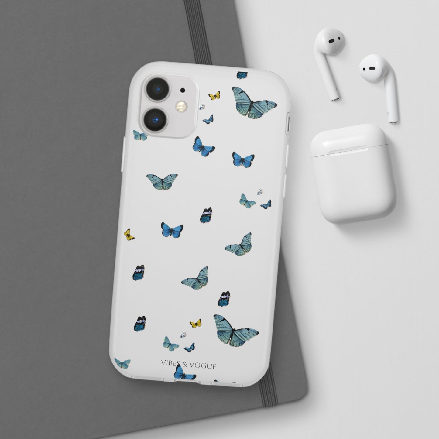 Butterfly Vibes Phone Case, Flexible Phone Cover, Elegant Phone Accessory, Gift for Nature Lovers, Spring Decor, Eco-Friendly Case