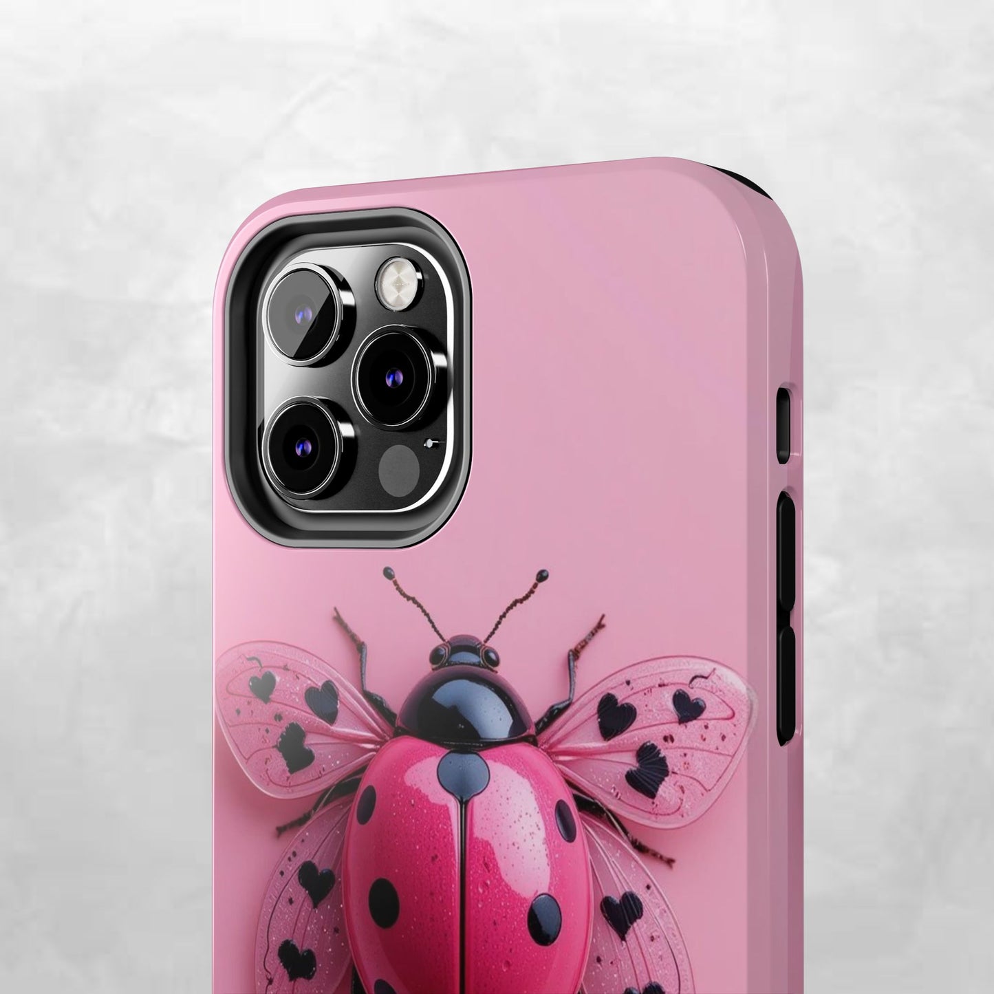 Pink Ladybug Tough Phone Case, Cute Phone Cover, Bug Lover Gift, Durable Smartphone Shell, Protective Tech Accessory