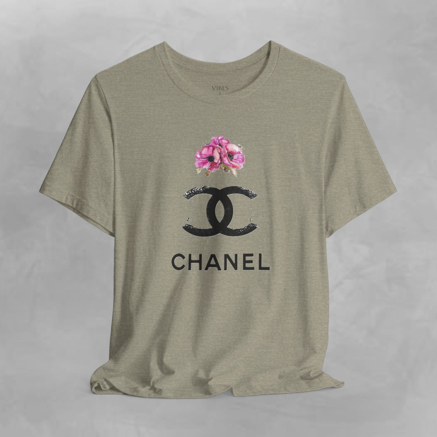 Chic Floral Logo Tee | Stylish Unisex Jersey Short Sleeve T-Shirt, Fashion Tee, Luxury Aesthetic, Gift for Her, Casual Wear, Trendy Apparel