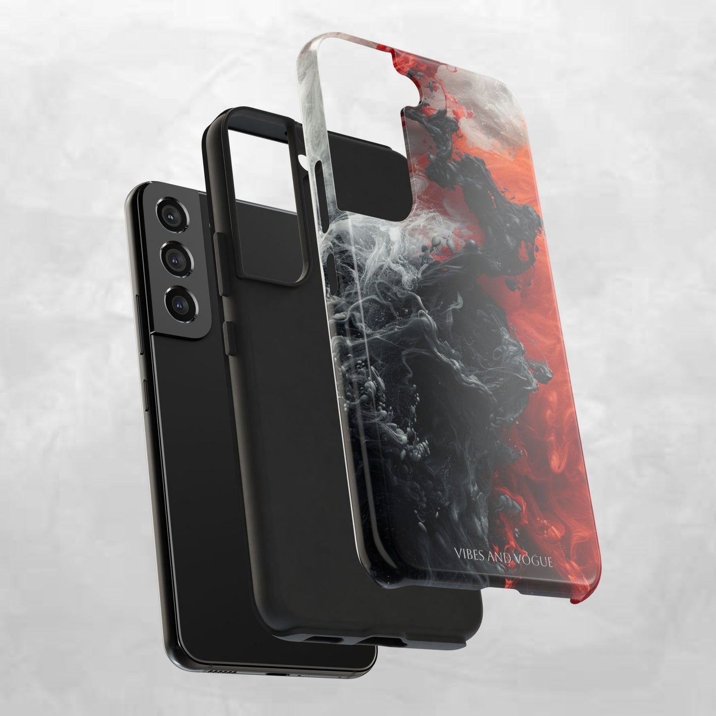 Abstract Red & Black Smoke Tough Phone Case — Vibes and Vogue Protective Cover