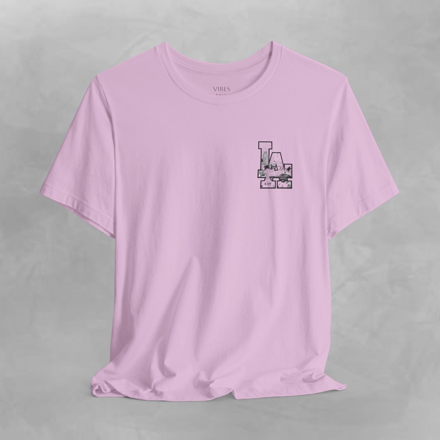 Minimalist Cityscape Pocket Tee — Small Black Line Art Chest Print