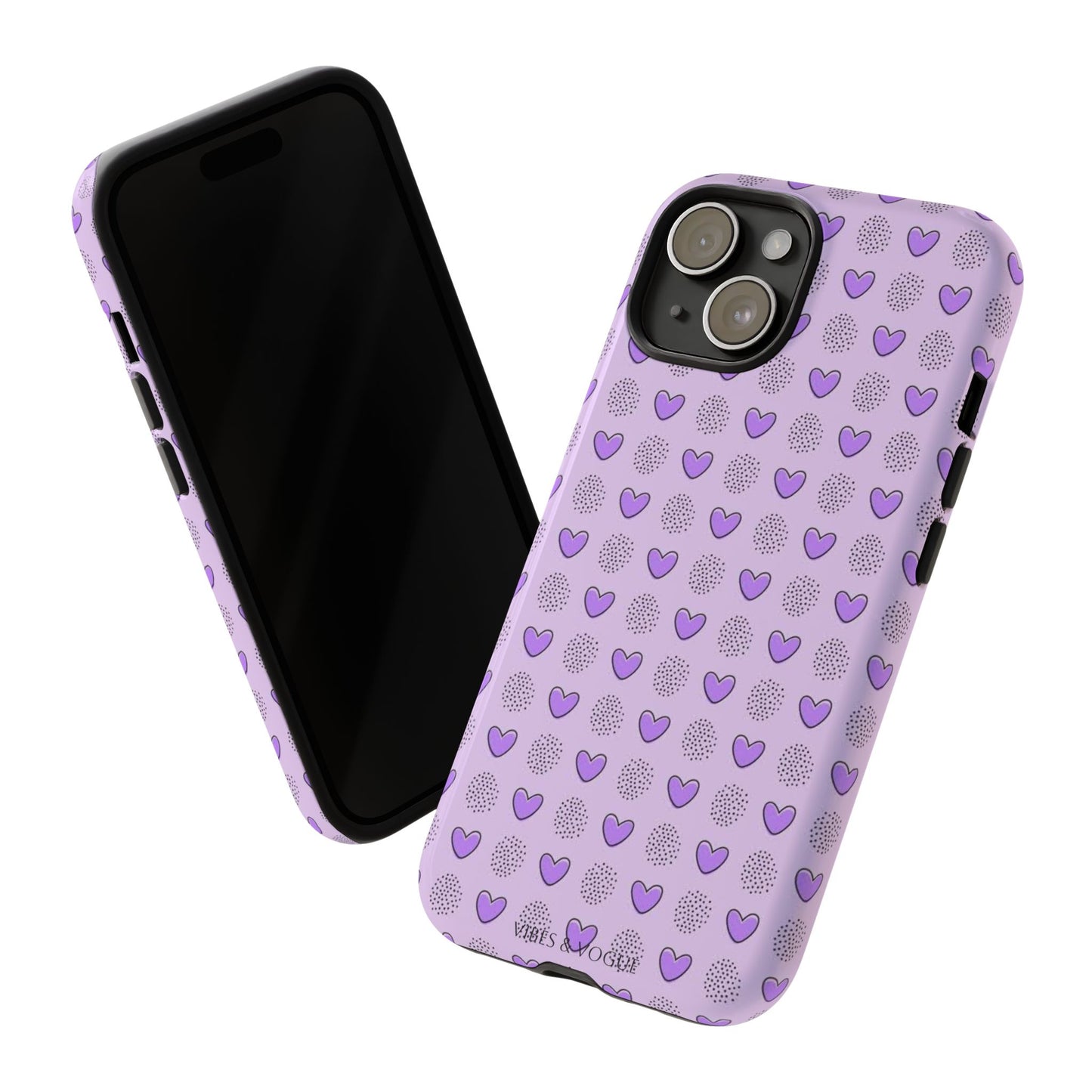 Purple Heart Pattern Phone Case - Tough Cases for a Stylish & Protective Vibe