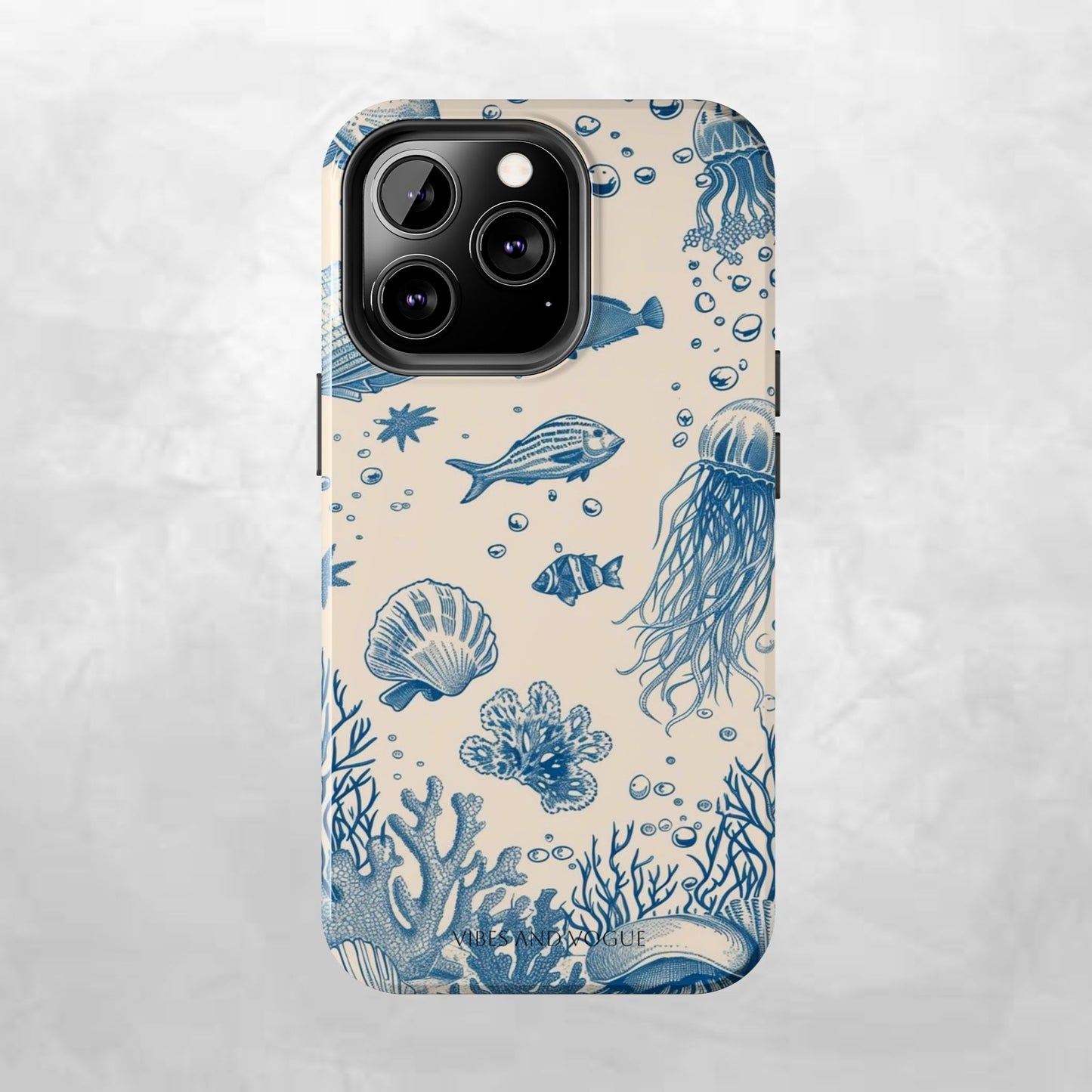 Ocean Blue Marine Pattern Tough Phone Case