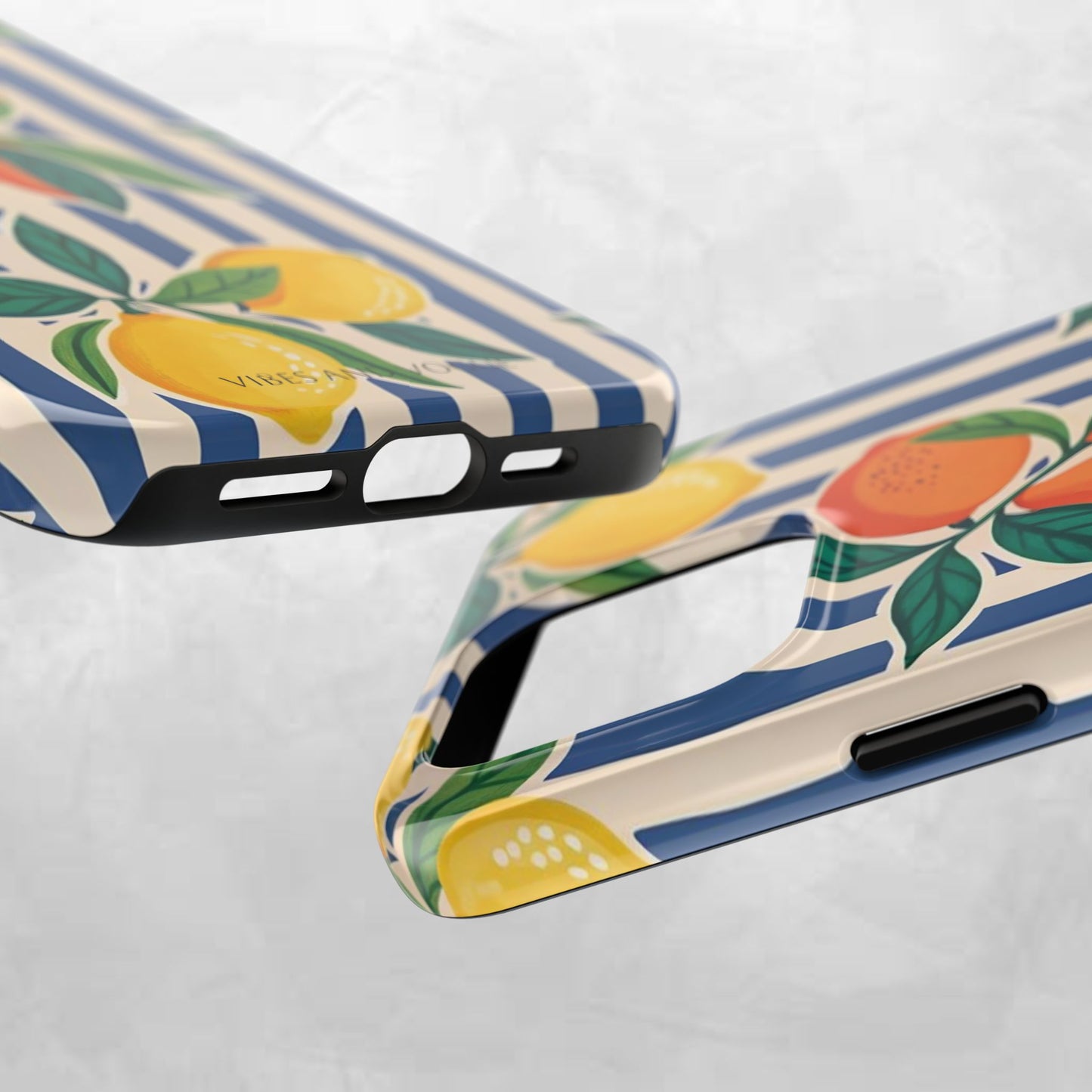Lemon & Orange Stripe Tough Phone Case — Vibrant Citrus Pattern Protective Cover